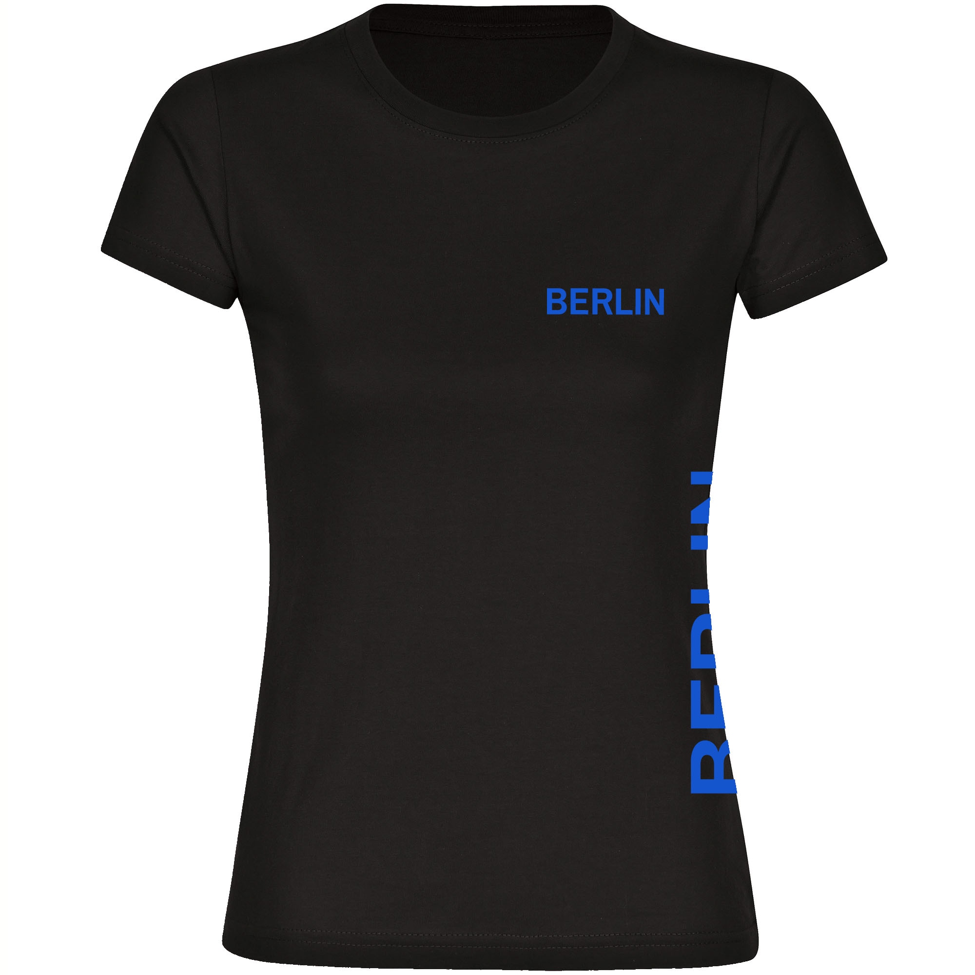 multifanshop Damen T-Shirt - Berlin blau - Brust & Seite - Druck blau - Frauen 