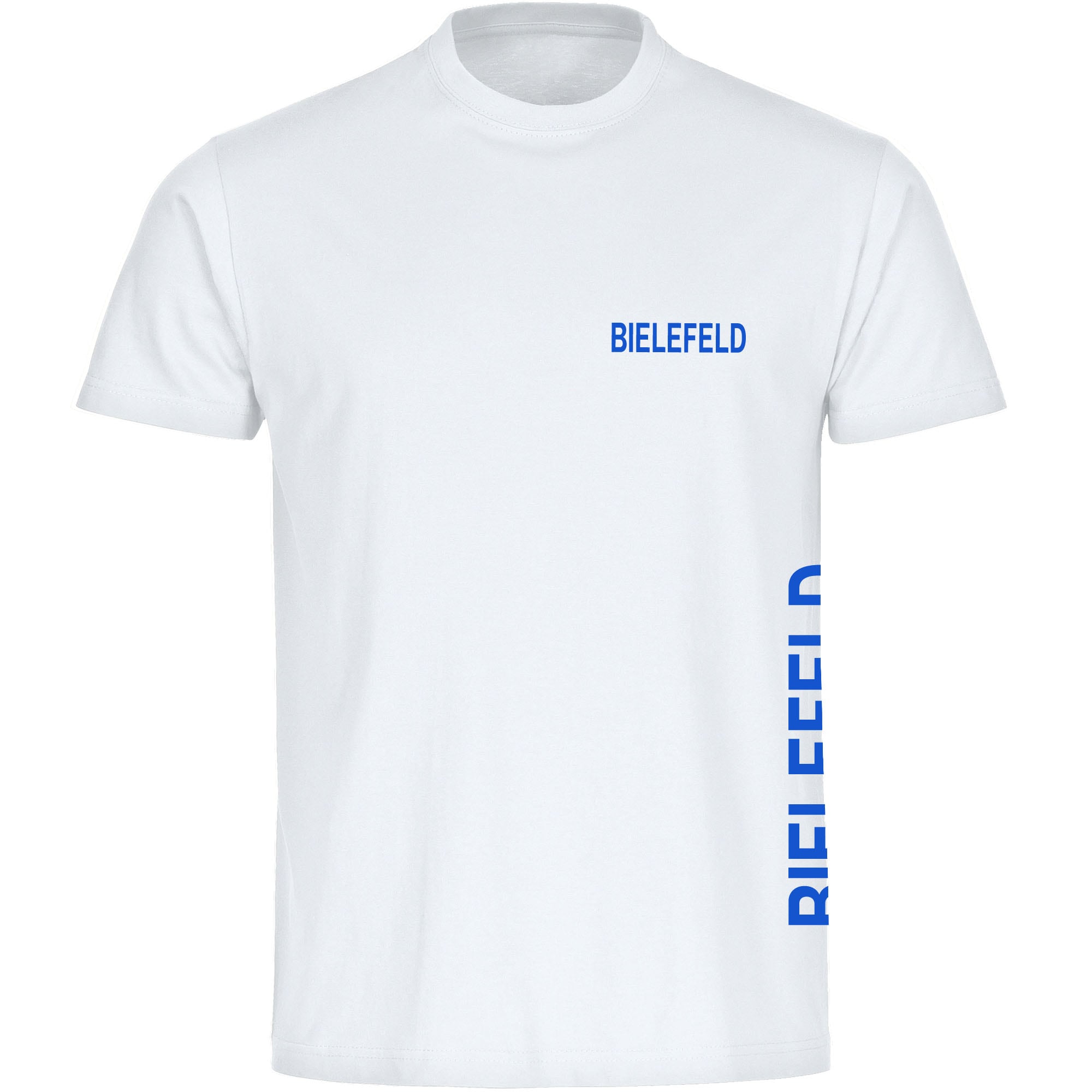 multifanshop Herren T-Shirt - Bielefeld - Brust & Seite - Druck blau - M&auml;nner 