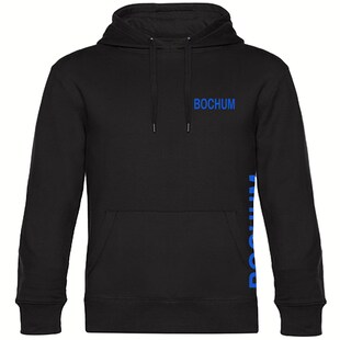 multifanshop Kapuzen Sweatshirt - Bochum - Brust & Seite - Druck blau - Hoodie 