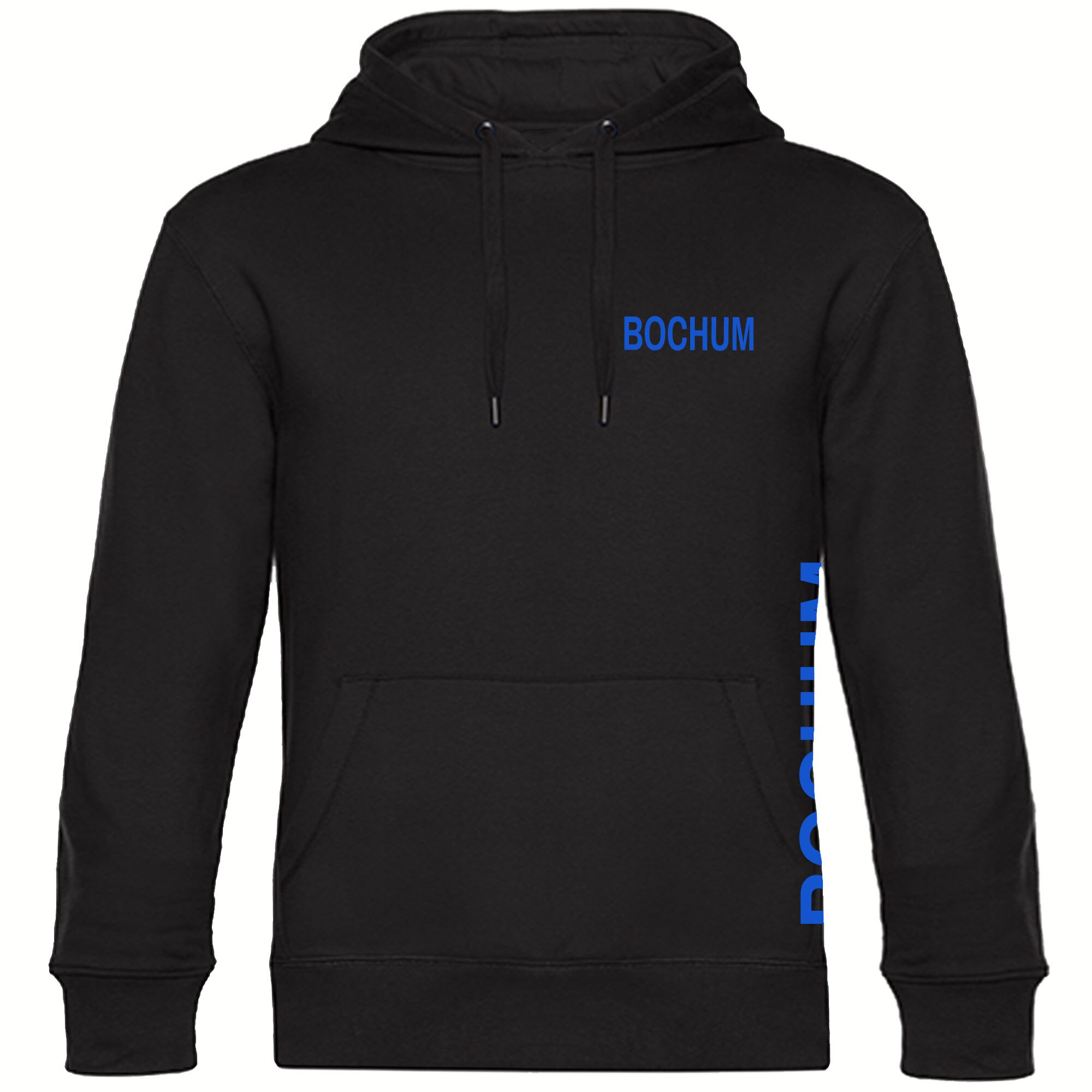 multifanshop Kapuzen Sweatshirt - Bochum - Brust & Seite - Druck blau - Hoodie 