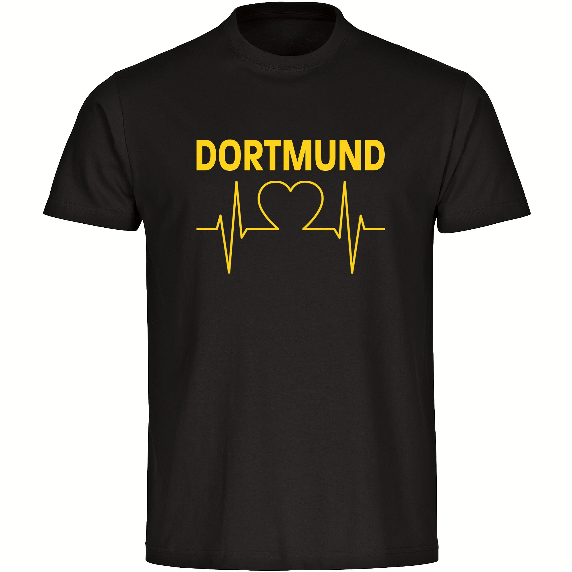 multifanshop Herren T-Shirt - Dortmund - Herzschlag - Druck gelb - M&auml;nner 