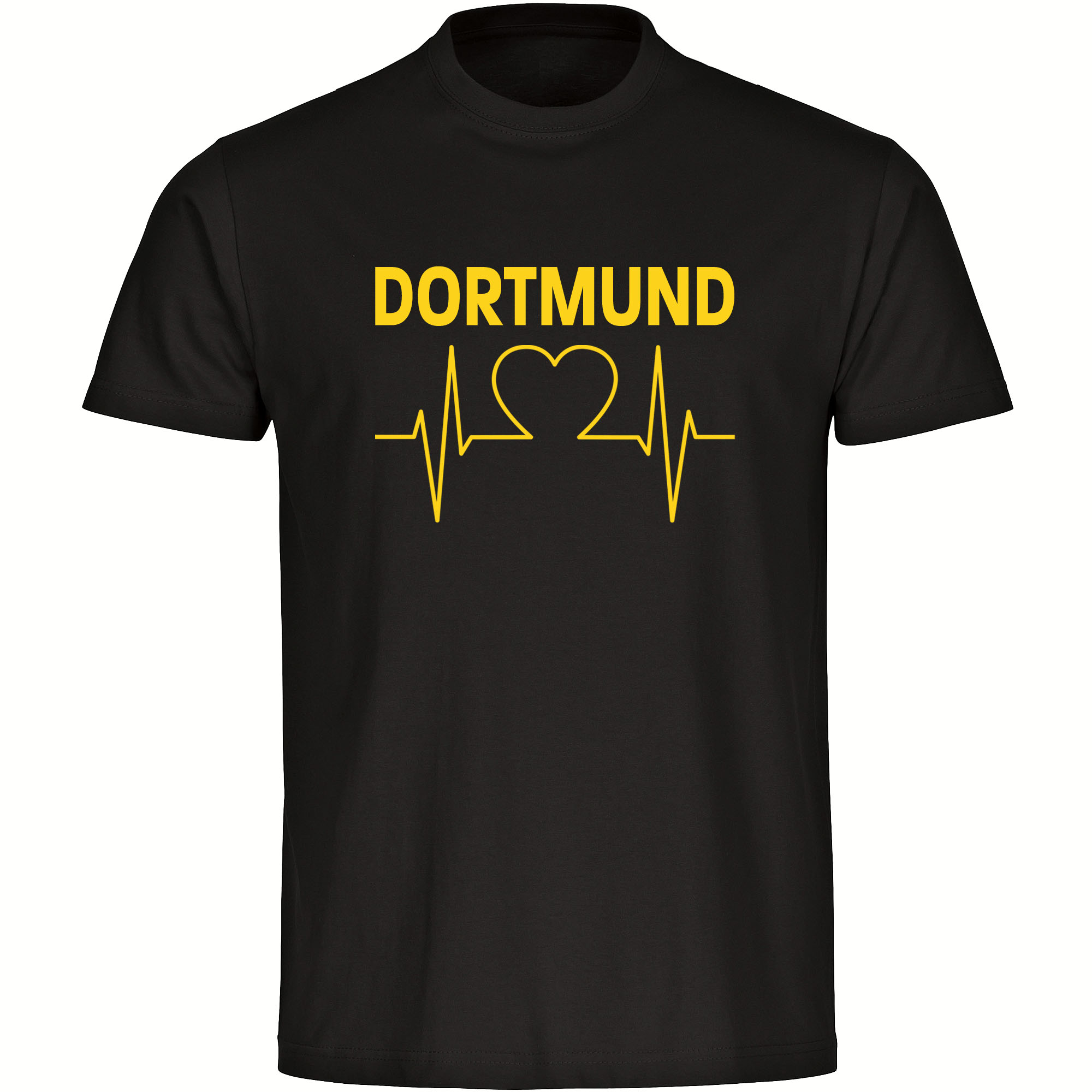 multifanshop Herren T-Shirt - Dortmund - Herzschlag - Druck gelb - M&auml;nner 