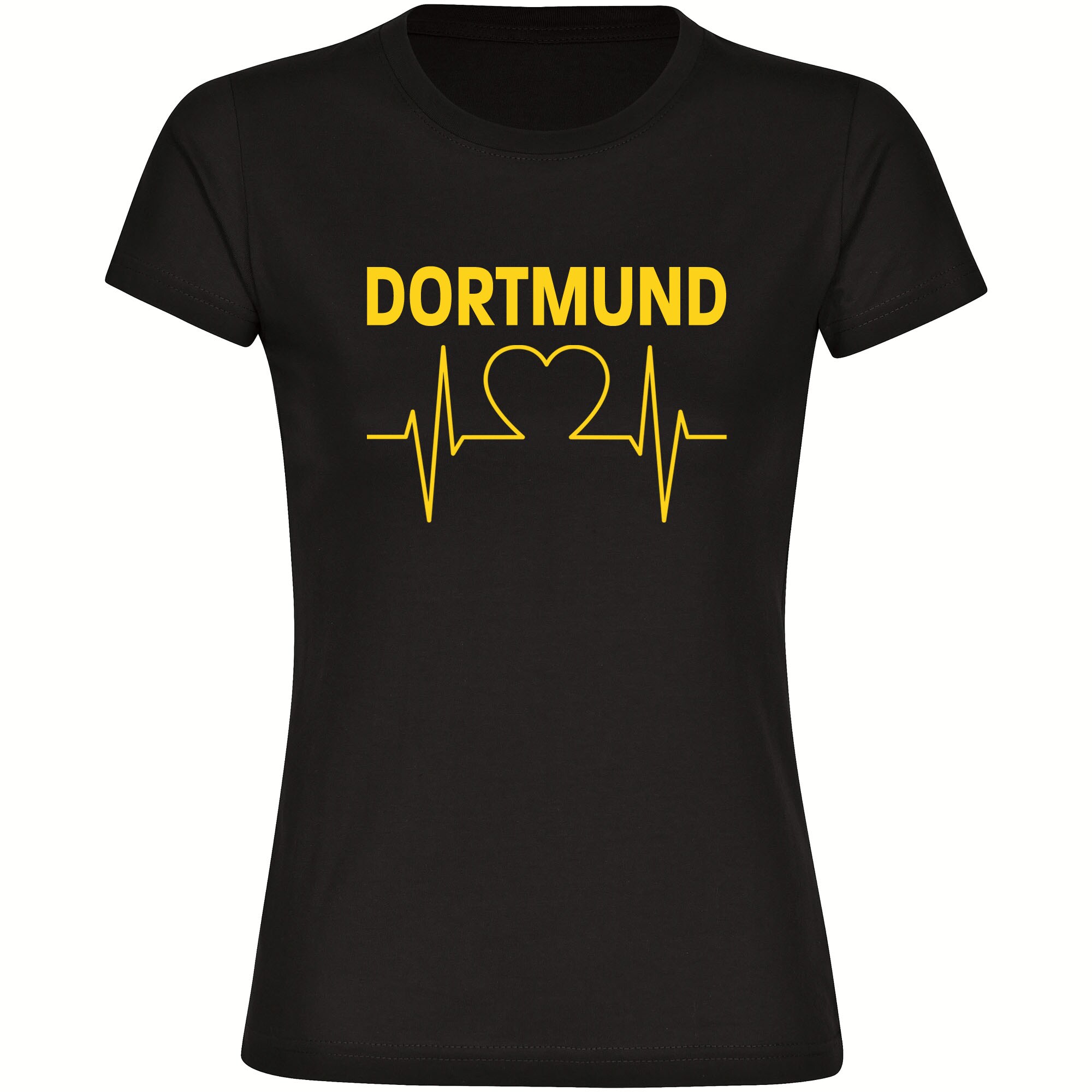 multifanshop Damen T-Shirt - Dortmund - Herzschlag - Druck gelb - Frauen 