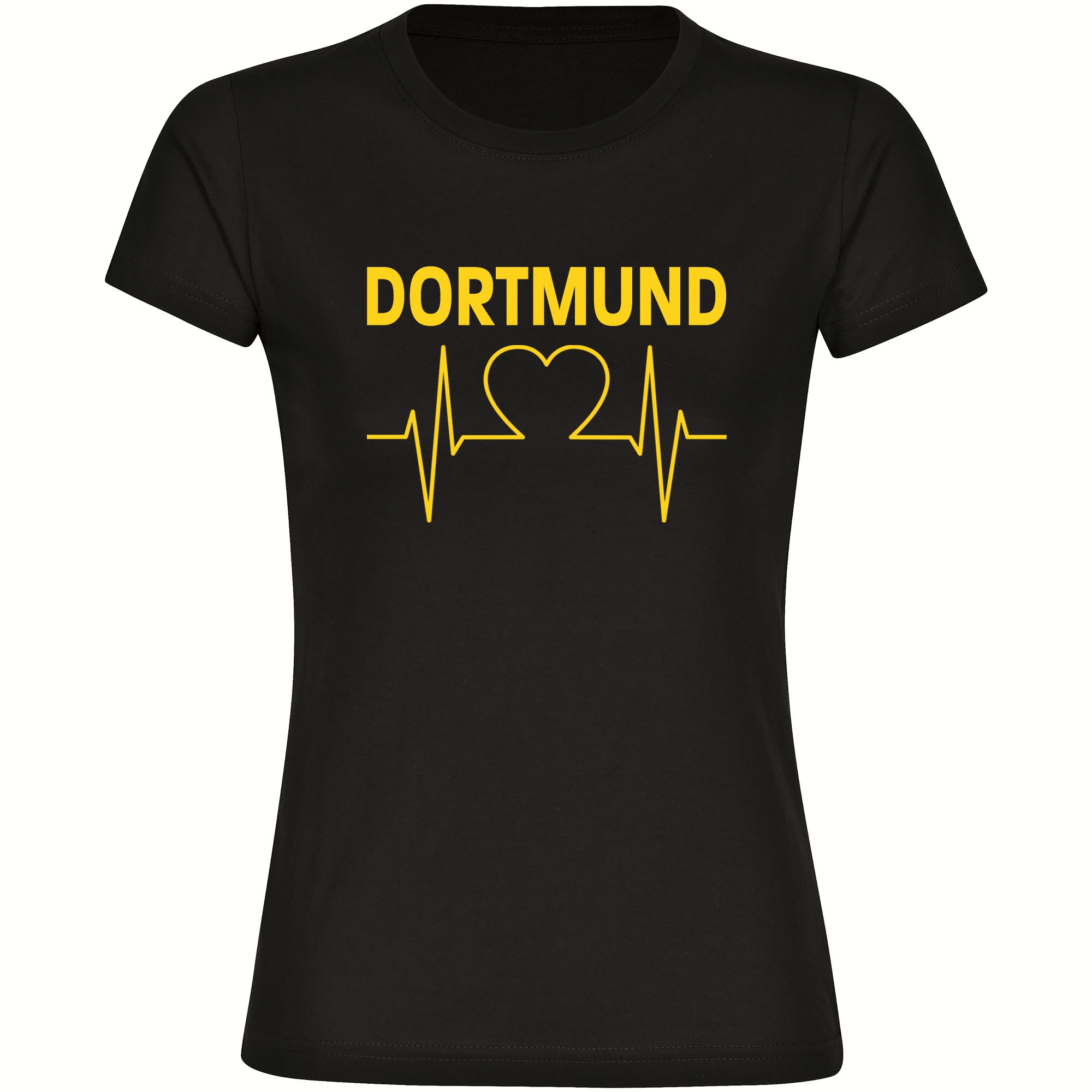 multifanshop Damen T-Shirt - Dortmund - Herzschlag - Druck gelb - Frauen 