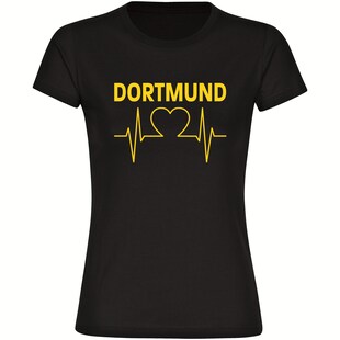 multifanshop Damen T-Shirt - Dortmund - Herzschlag - Druck gelb - Frauen 