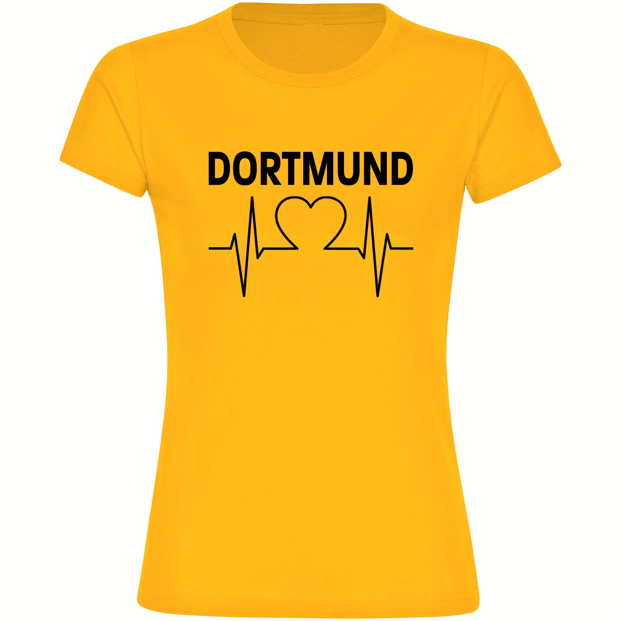 multifanshop Damen T-Shirt - Dortmund - Herzschlag - Druck schwarz - Frauen 