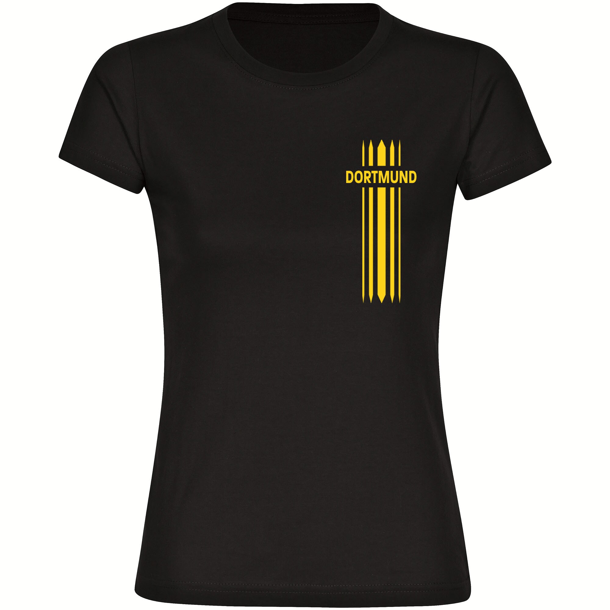 multifanshop Damen T-Shirt - Dortmund - Streifen - Druck gelb - Frauen 