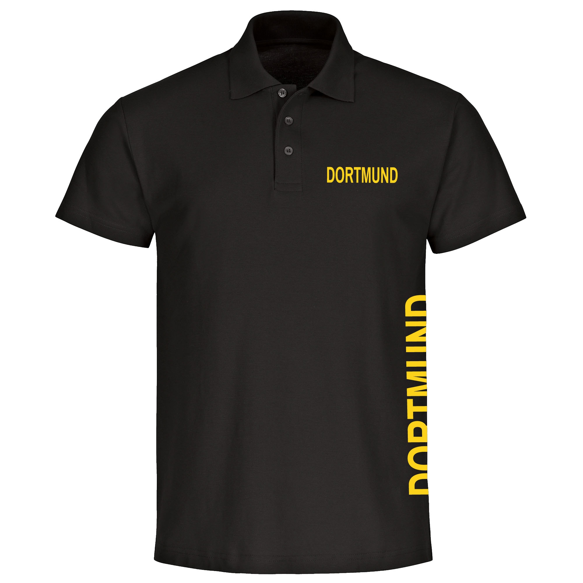 multifanshop Poloshirt - Dortmund - Brust & Seite - Druck gelb - Polo 