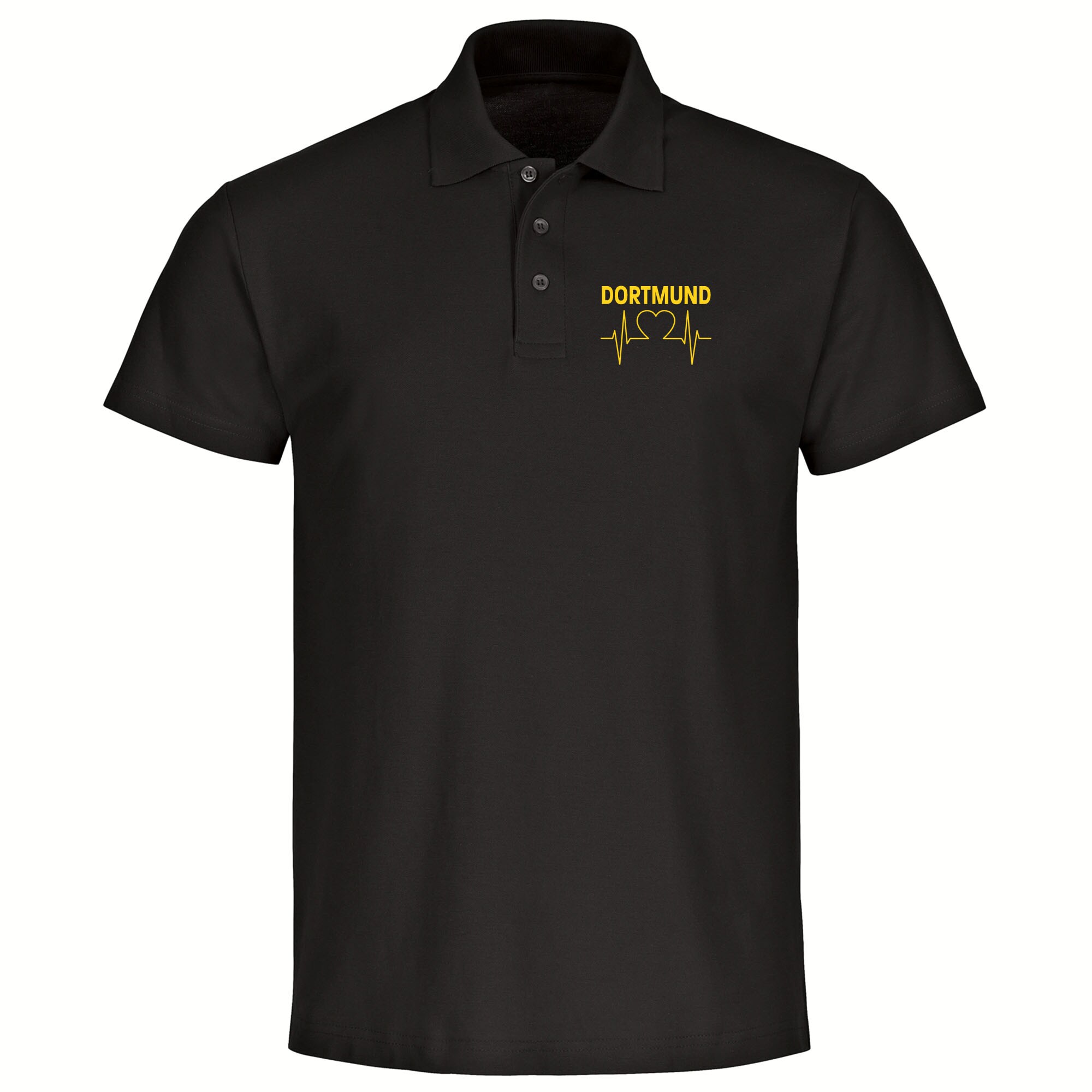 multifanshop Poloshirt - Dortmund - Herzschlag - Druck gelb - Polo 