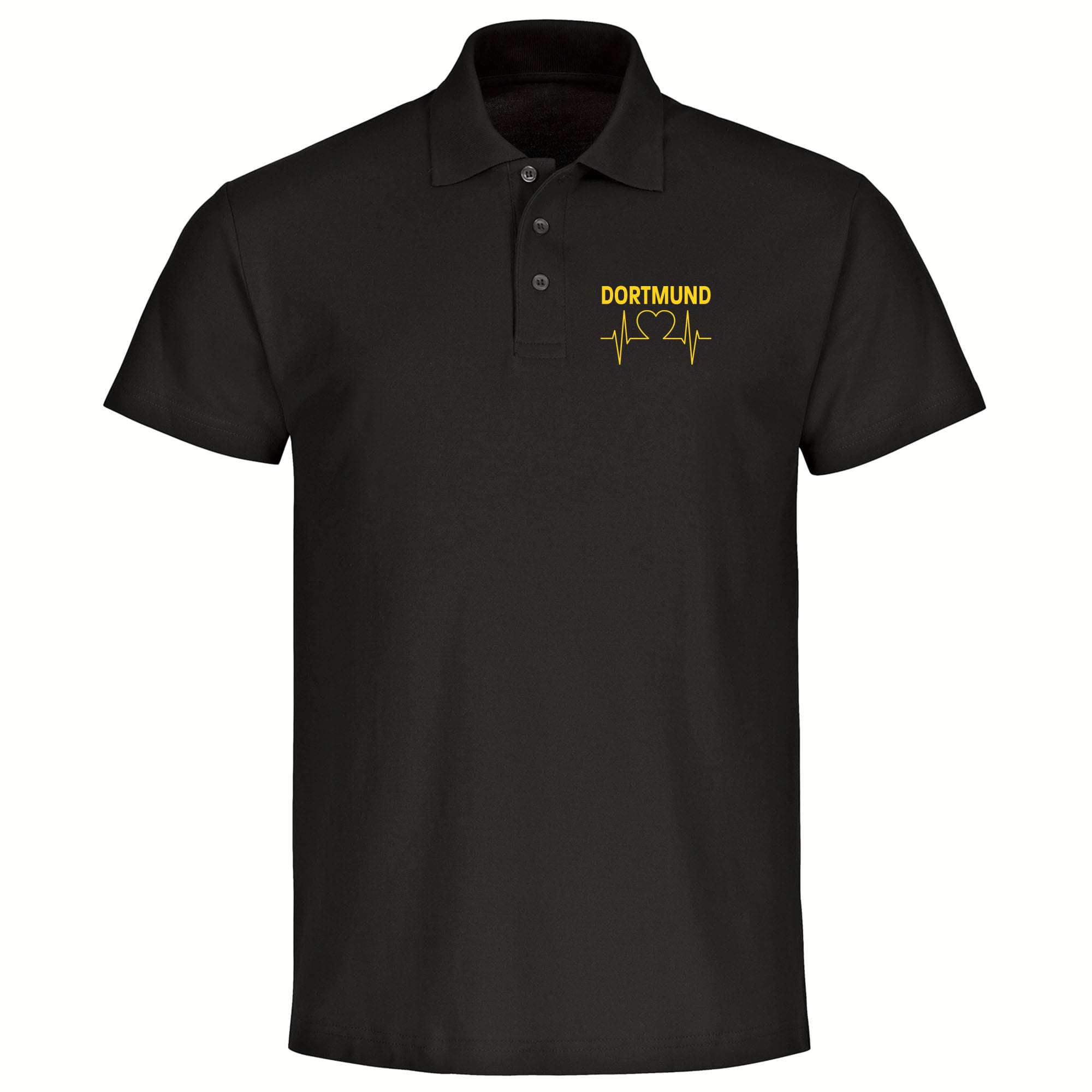 multifanshop Poloshirt - Dortmund - Herzschlag - Druck gelb - Polo 