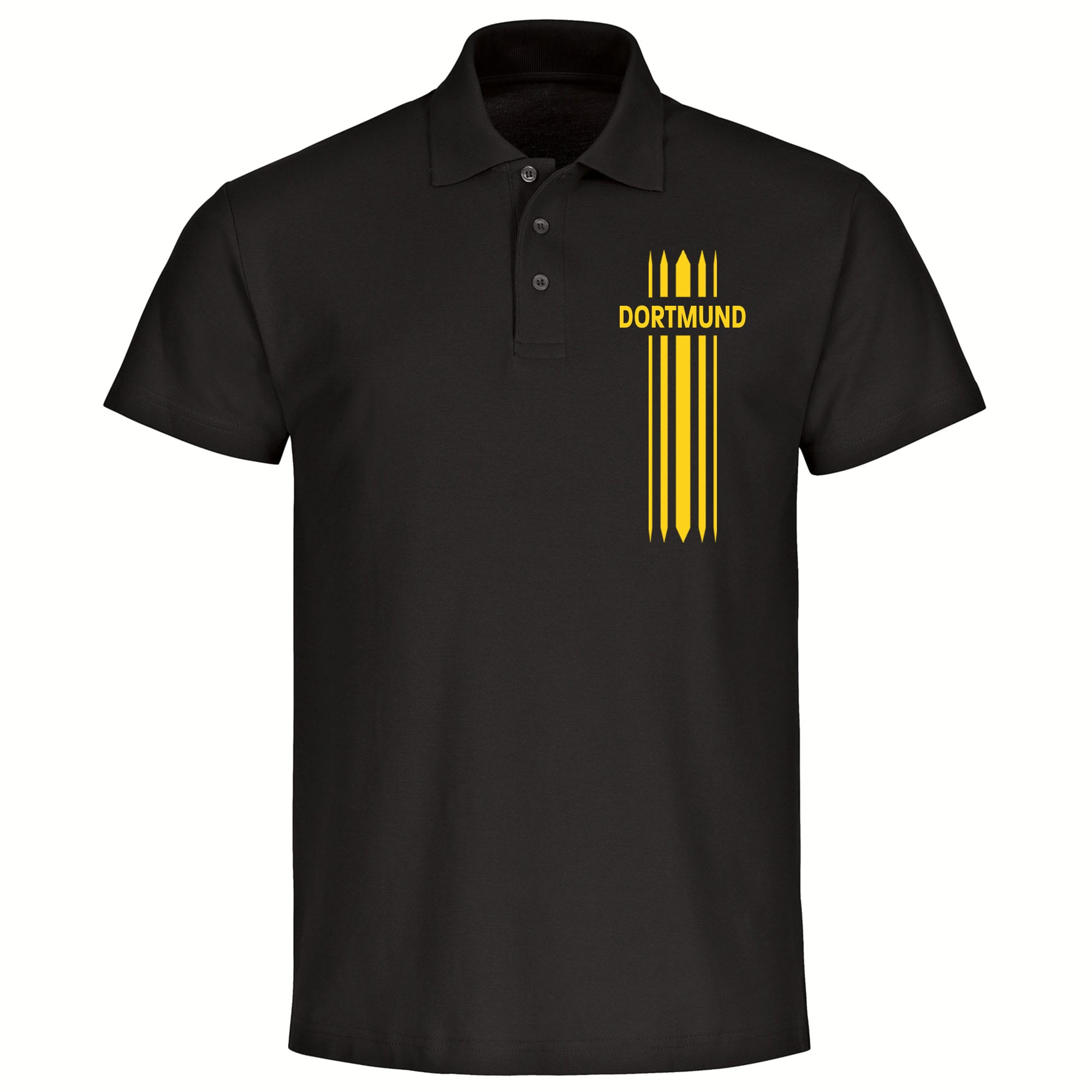multifanshop Poloshirt - Dortmund - Streifen - Druck gelb - Polo 