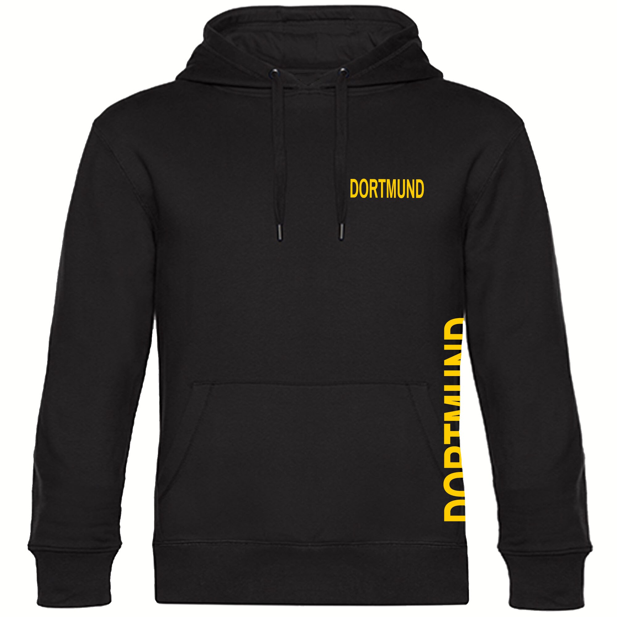 multifanshop Kapuzen Sweatshirt - Dortmund - Brust & Seite - Druck gelb - Hoodie 