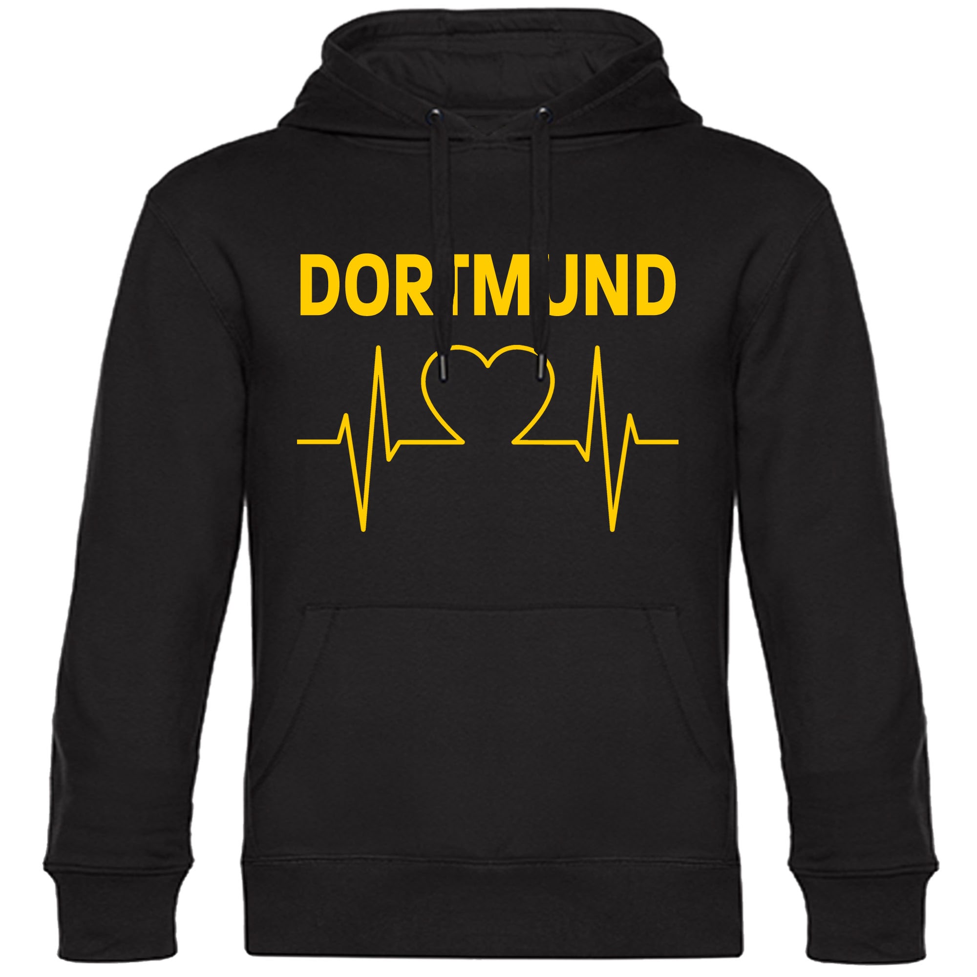 multifanshop Kapuzen Sweatshirt - Dortmund - Herzschlag - Druck gelb - Hoodie 