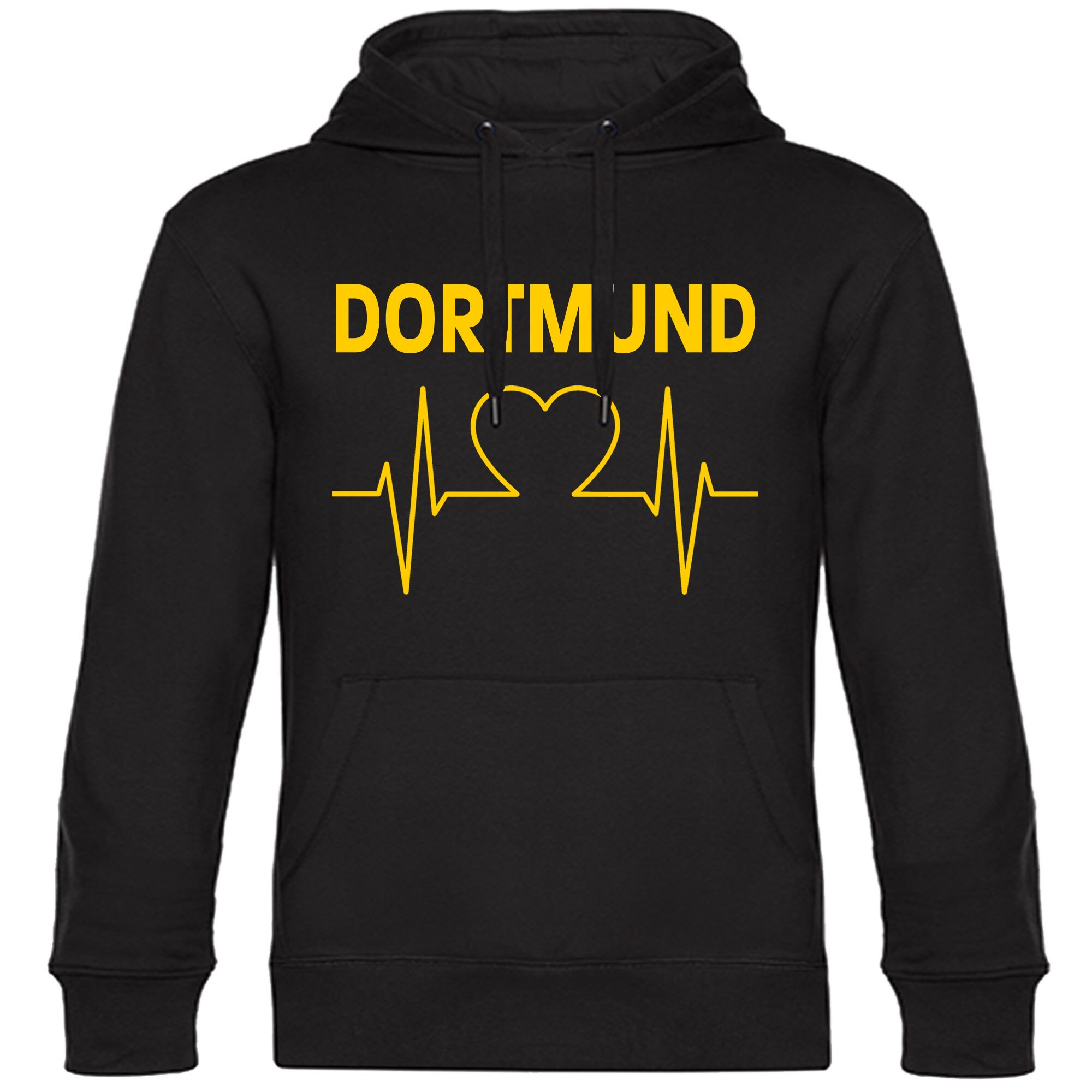 multifanshop Kapuzen Sweatshirt - Dortmund - Herzschlag - Druck gelb - Hoodie 