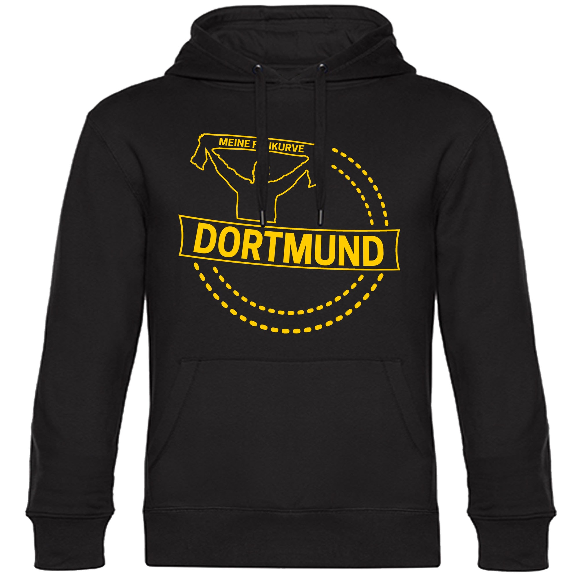 multifanshop Kapuzen Sweatshirt - Dortmund - Meine Fankurve - Druck gelb - Hoodie 