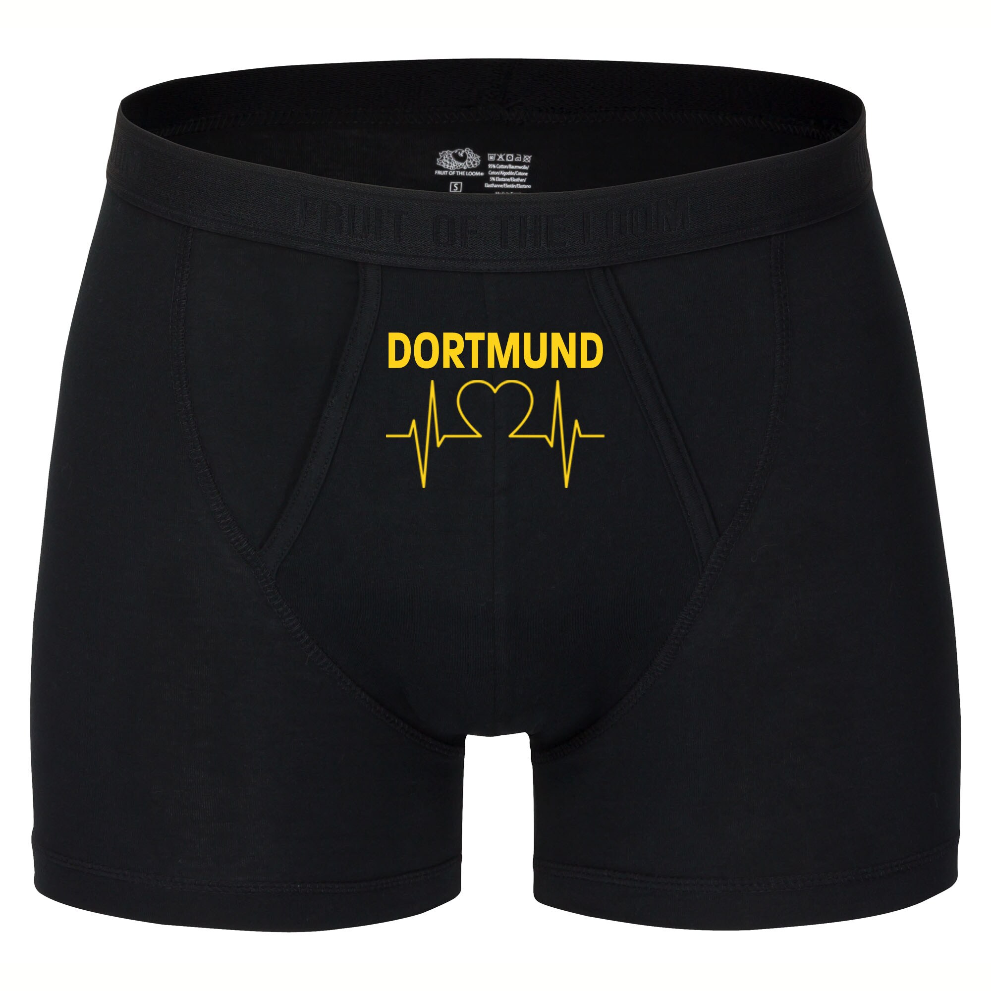 multifanshop Herren Boxer Short - Dortmund - Herzschlag - Druck gelb - Unterw&auml;sche 