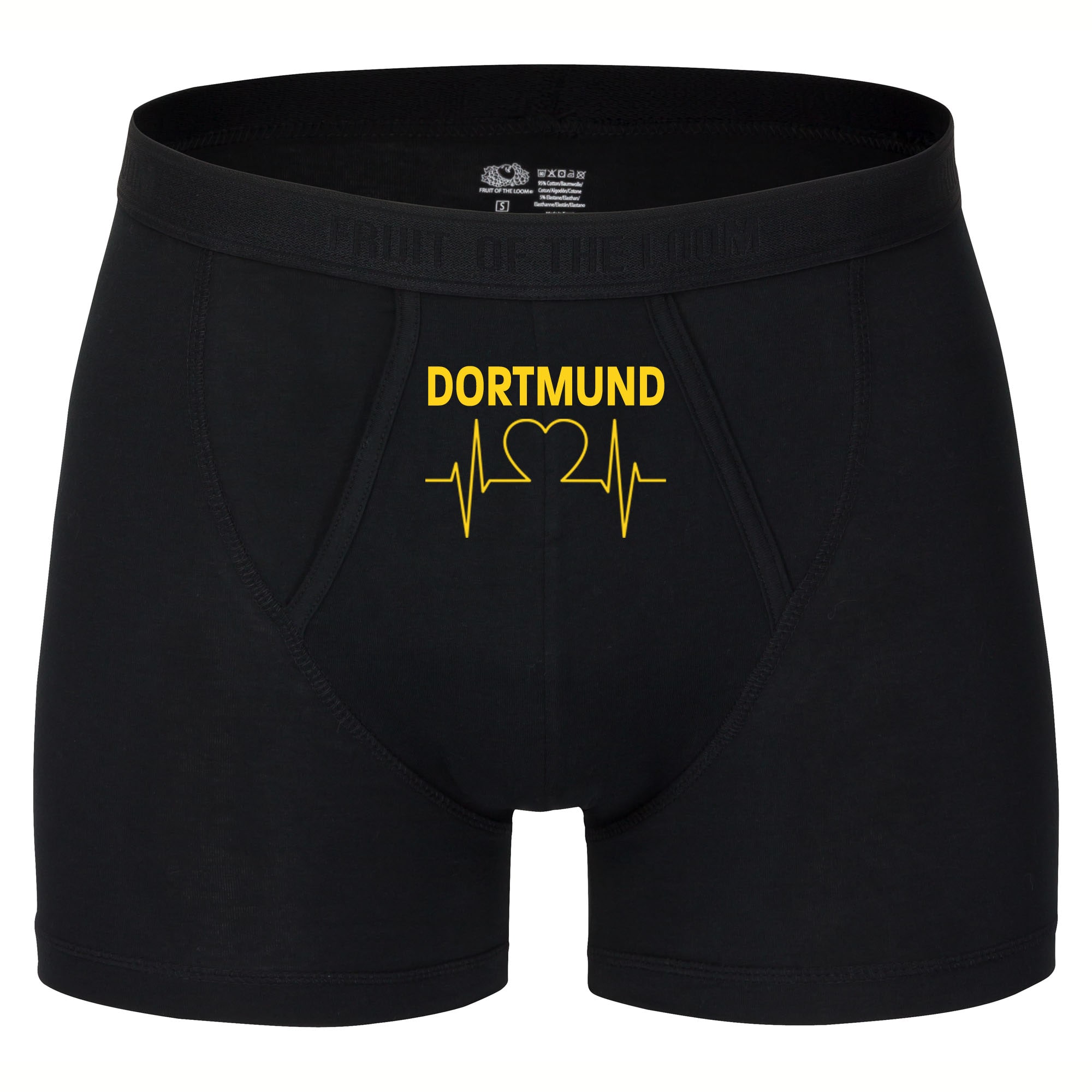 multifanshop Herren Boxer Short - Dortmund - Herzschlag - Druck gelb - Unterw&auml;sche 
