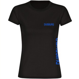 multifanshop Damen T-Shirt - Duisburg - Brust & Seite - Druck blau - Frauen 