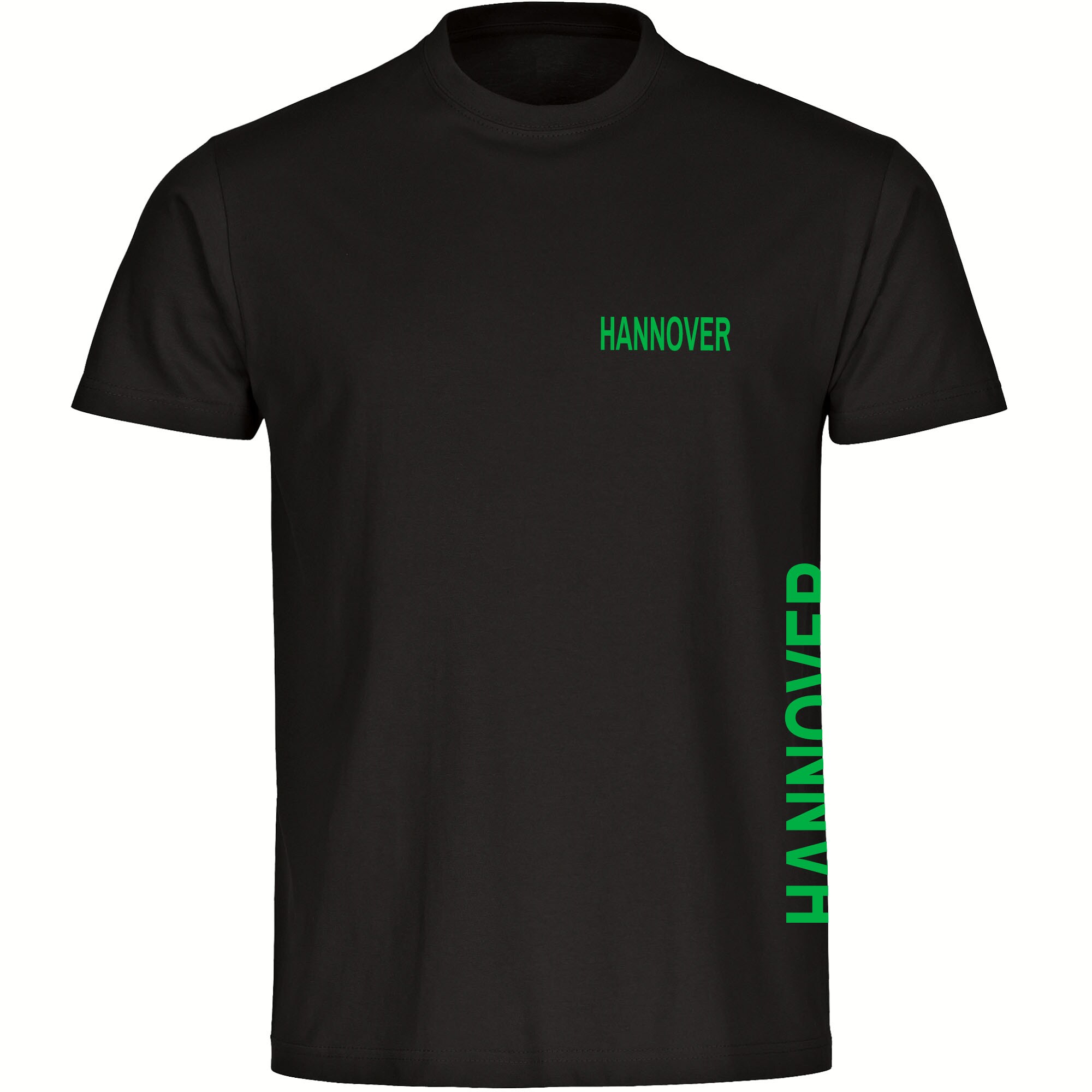 multifanshop Herren T-Shirt - Hannover - Brust & Seite - Druck gr&uuml;n - M&auml;nner 