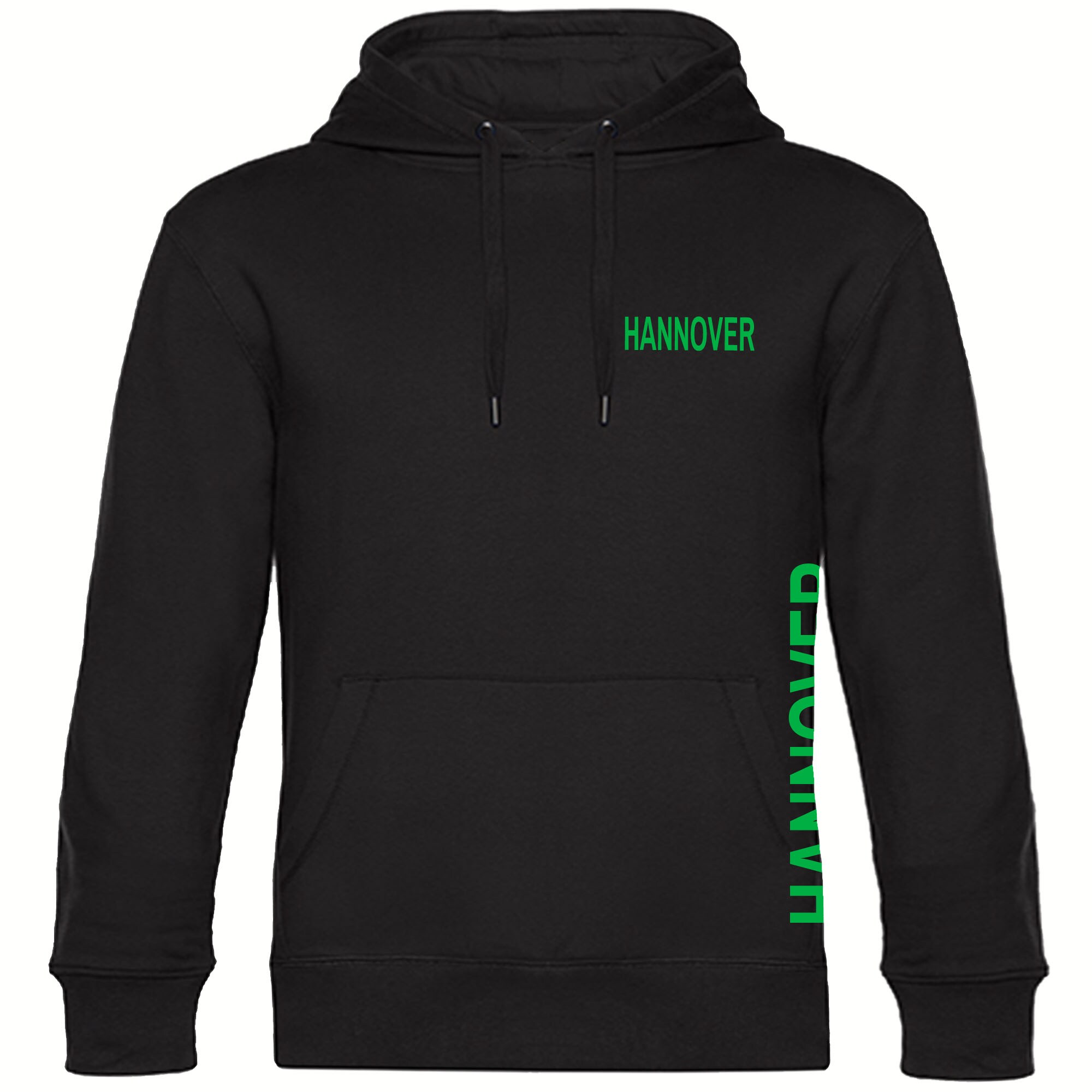 multifanshop Kapuzen Sweatshirt - Hannover - Brust & Seite - Druck gr&uuml;n - Hoodie 
