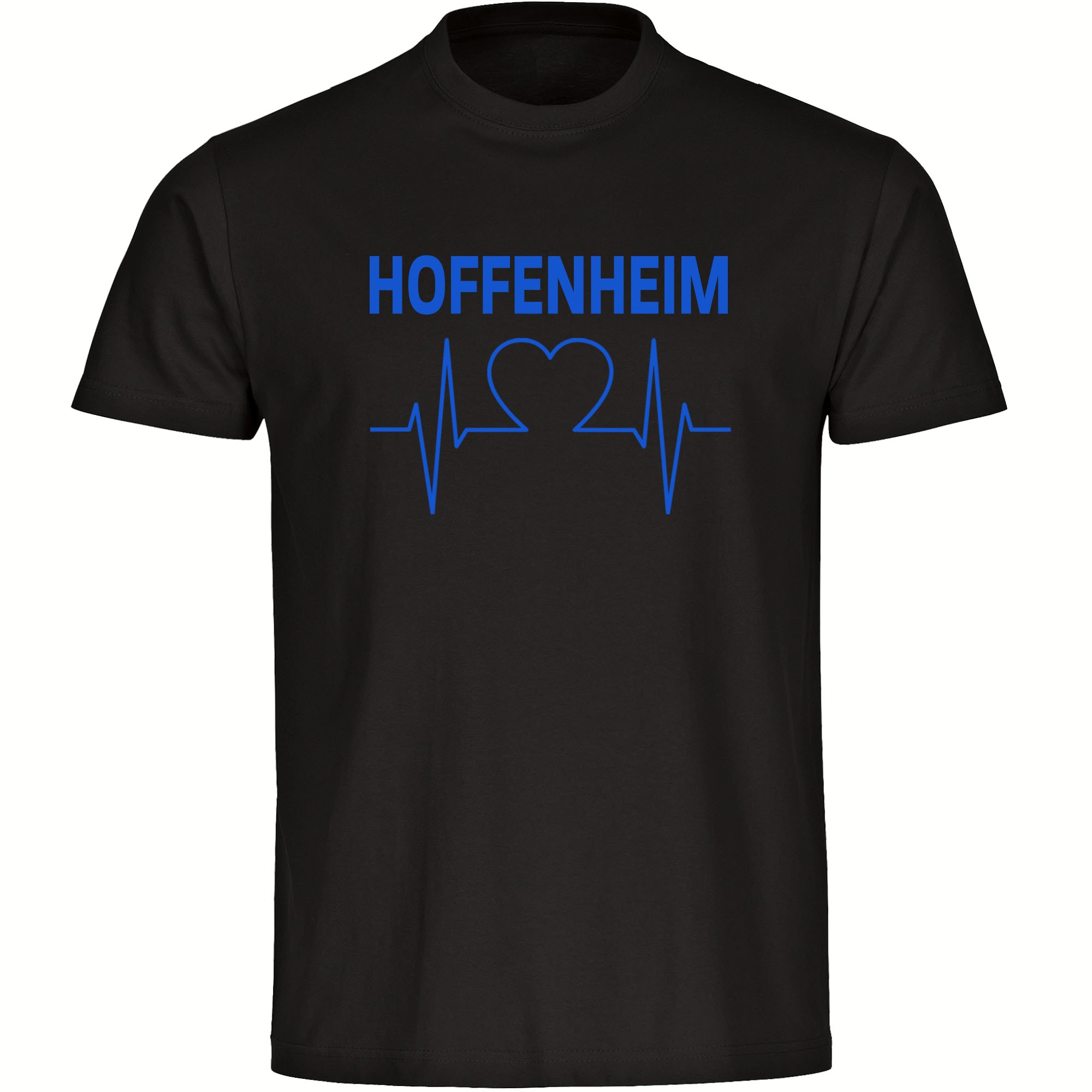 multifanshop Herren T-Shirt - Hoffenheim - Herzschlag - Druck blau - M&auml;nner 