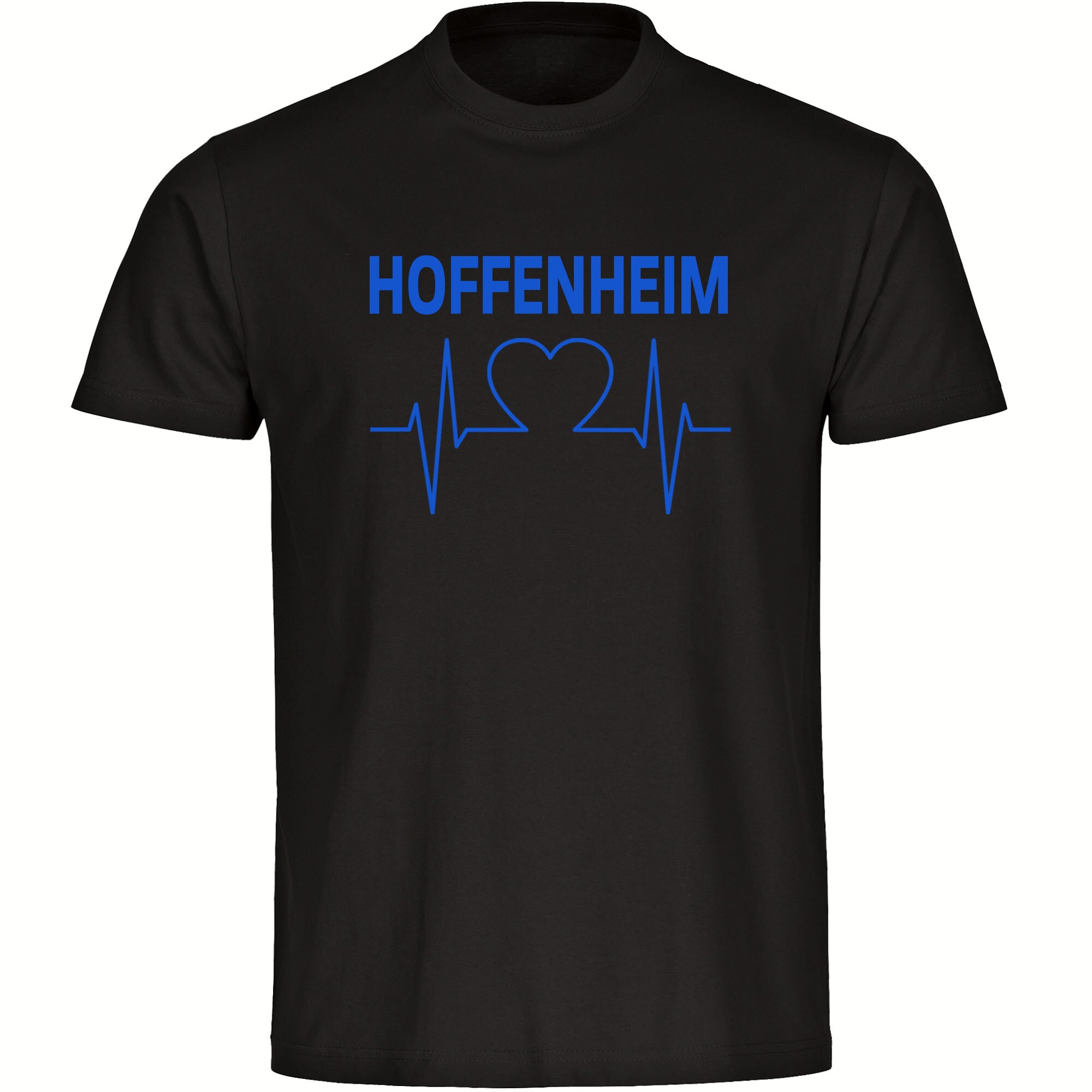 multifanshop Herren T-Shirt - Hoffenheim - Herzschlag - Druck blau - M&auml;nner 