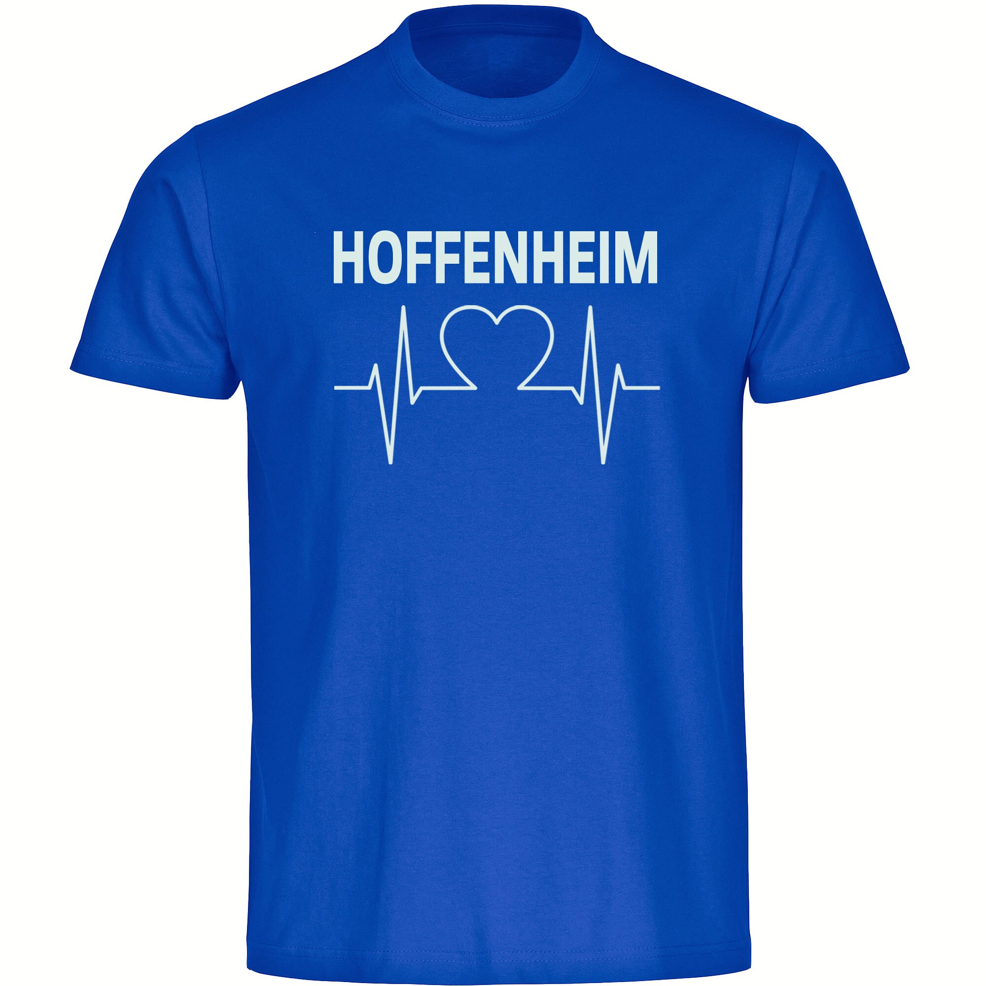 multifanshop Herren T-Shirt - Hoffenheim - Herzschlag - Druck wei&szlig; - M&auml;nner 