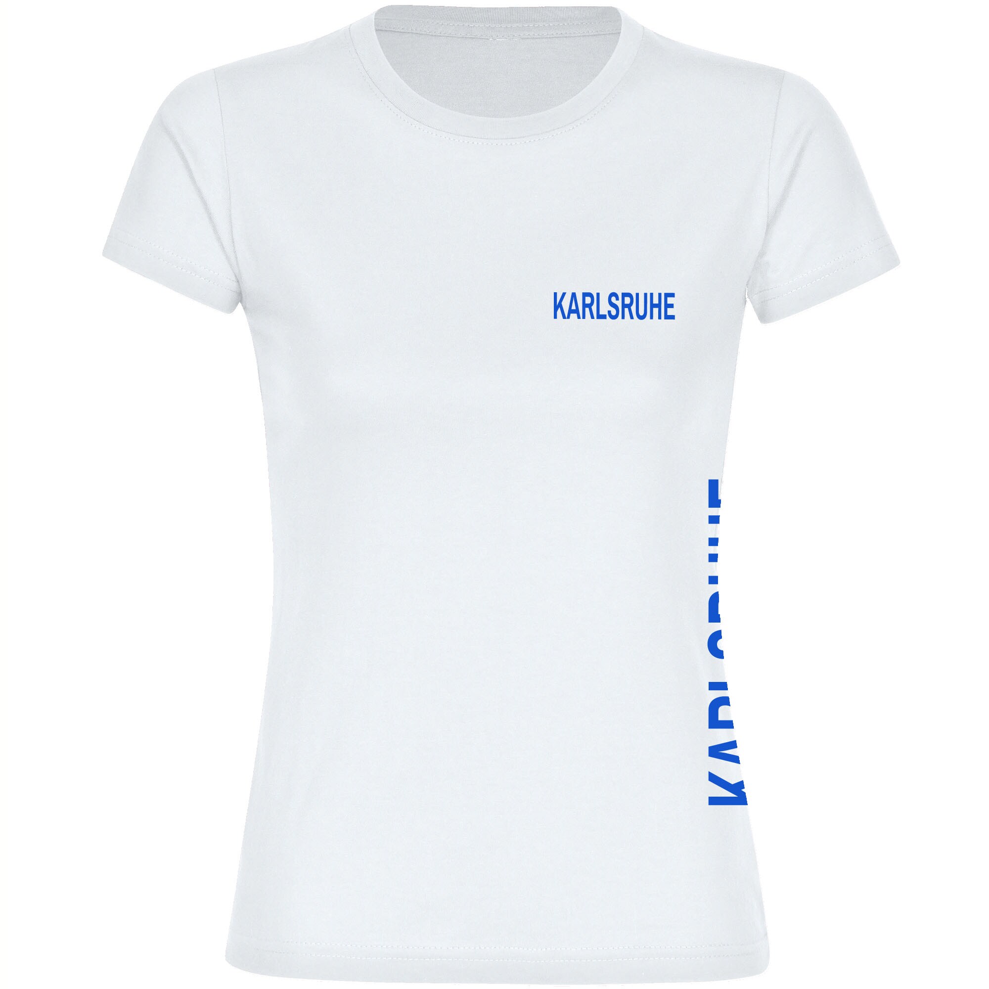 multifanshop Damen T-Shirt - Karlsruhe - Brust & Seite - Druck blau - Frauen 