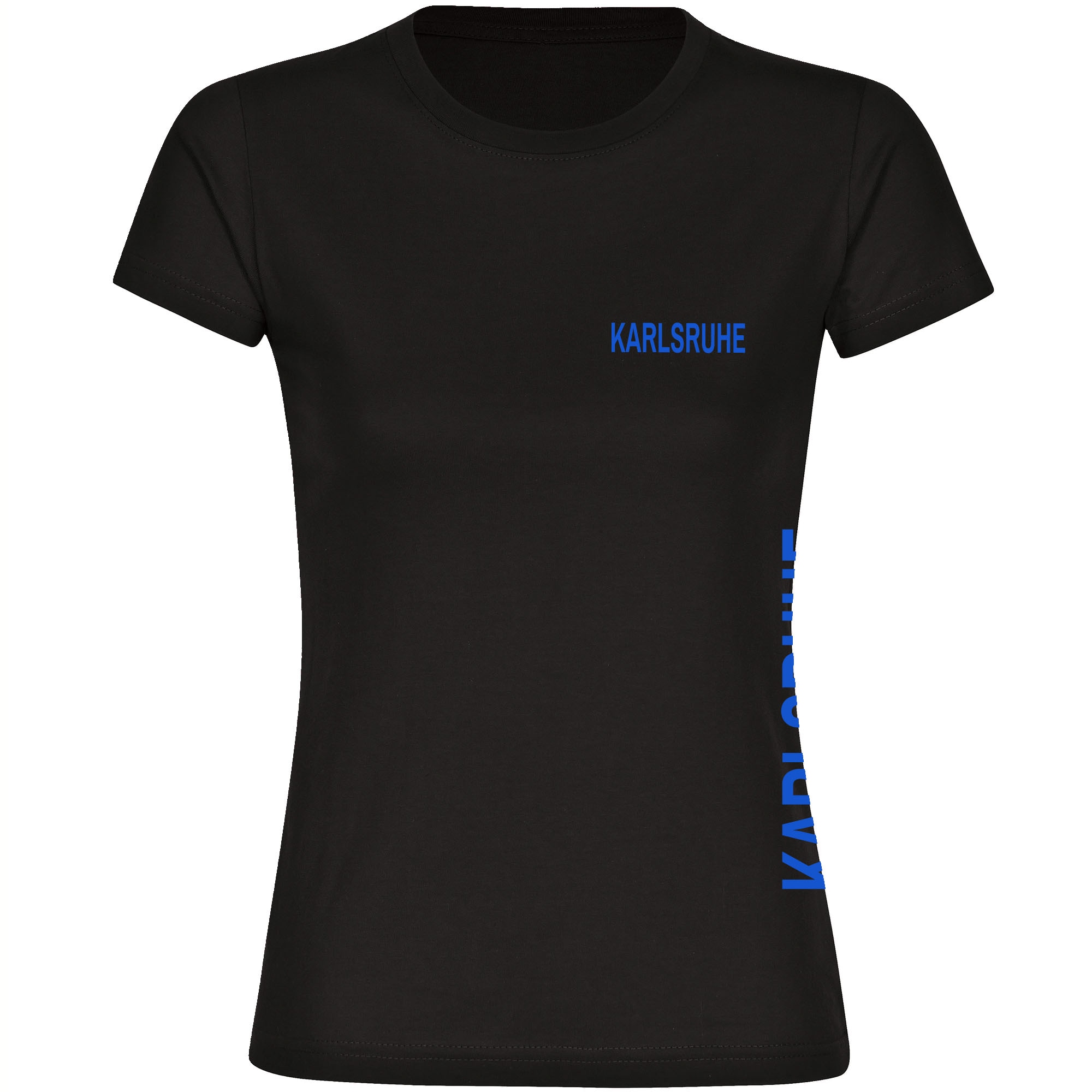 multifanshop Damen T-Shirt - Karlsruhe - Brust & Seite - Druck blau - Frauen 