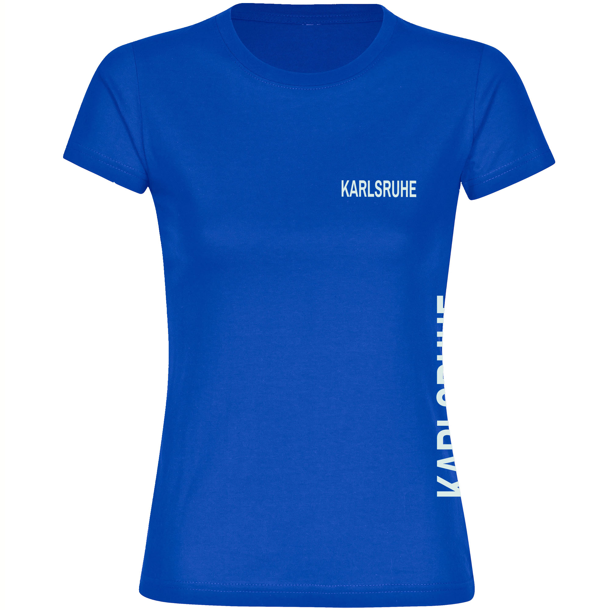 multifanshop Damen T-Shirt - Karlsruhe - Brust & Seite - Druck wei&szlig; - Frauen 