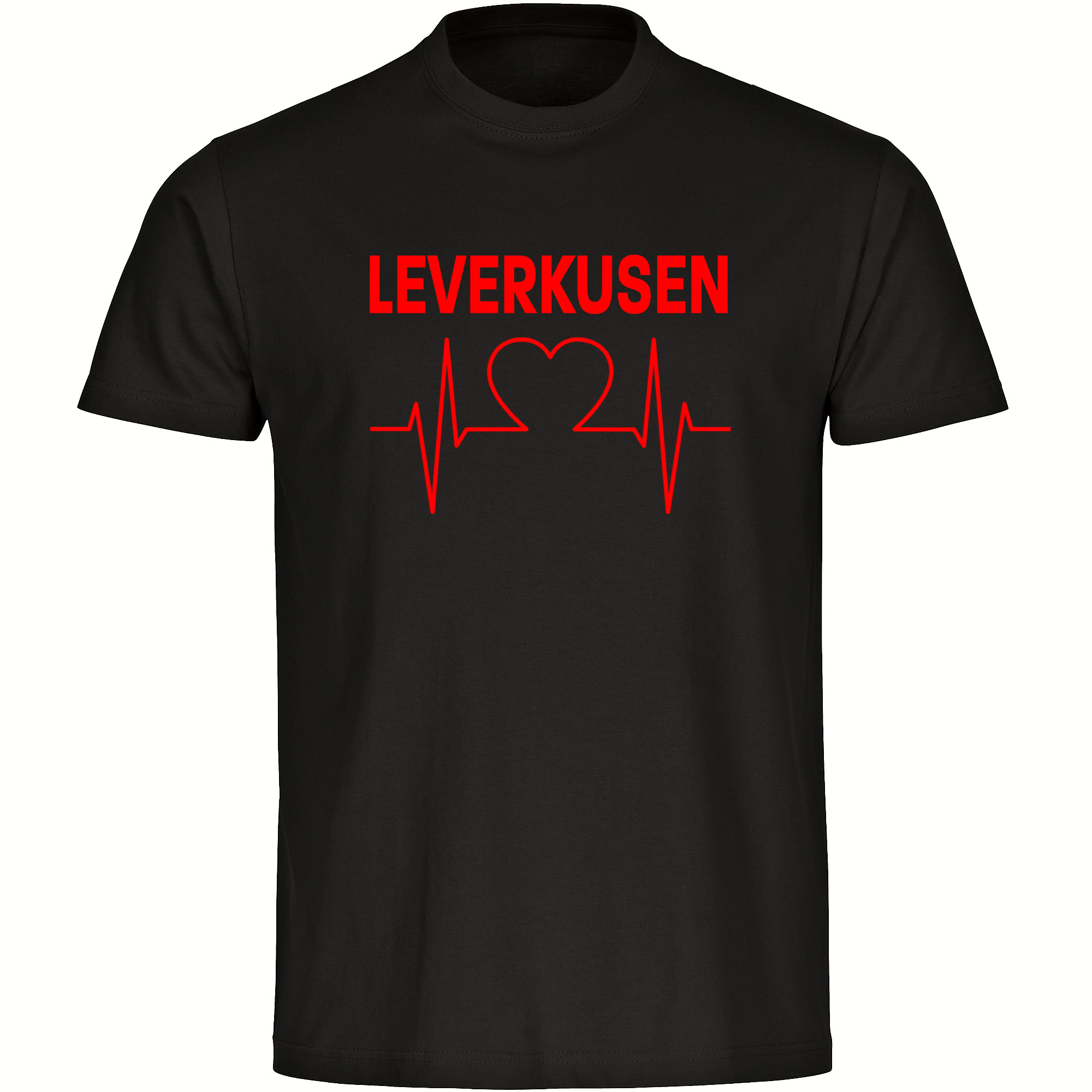 multifanshop Herren T-Shirt - Leverkusen - Herzschlag - Druck rot - M&auml;nner 