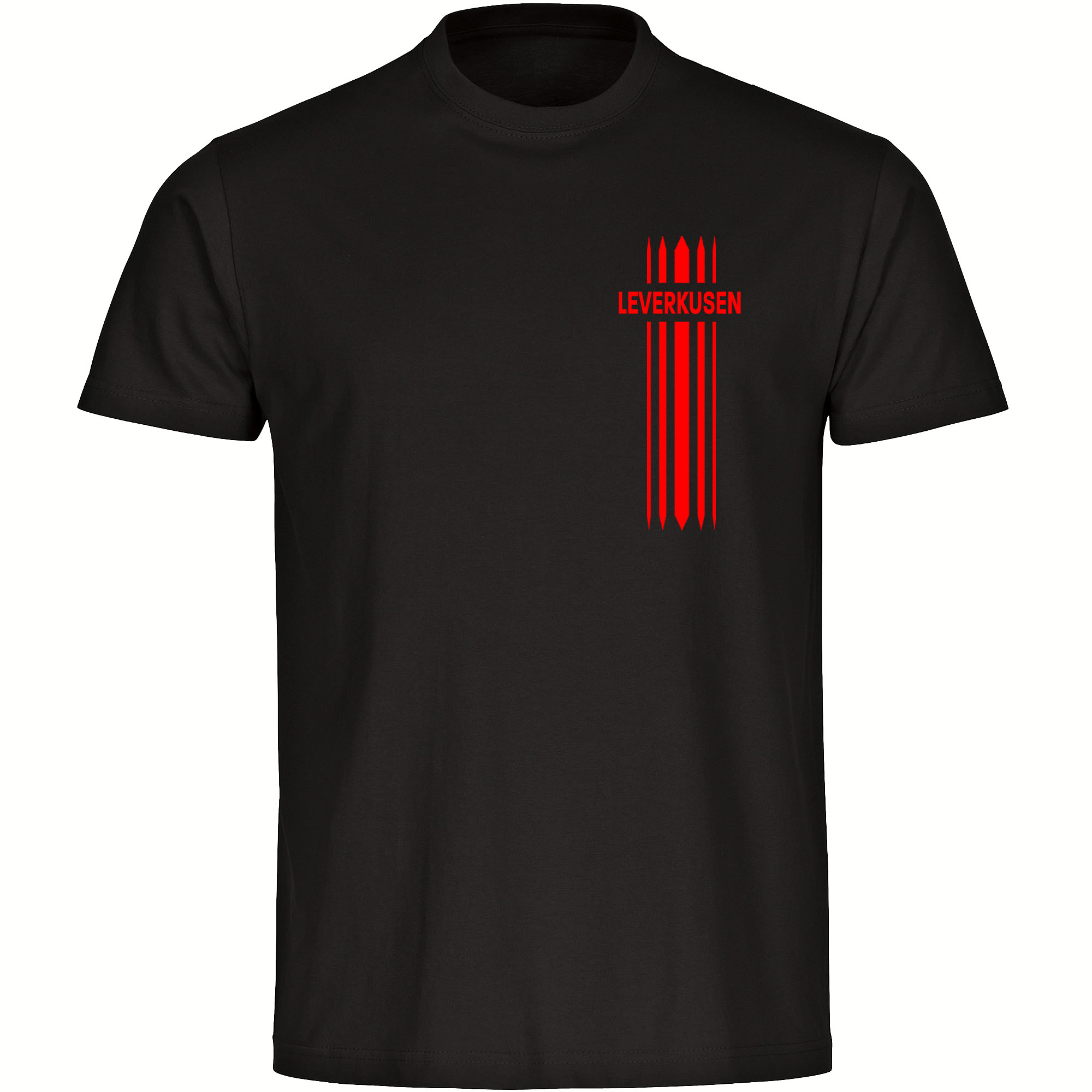 multifanshop Herren T-Shirt - Leverkusen - Streifen - Druck rot - M&auml;nner 