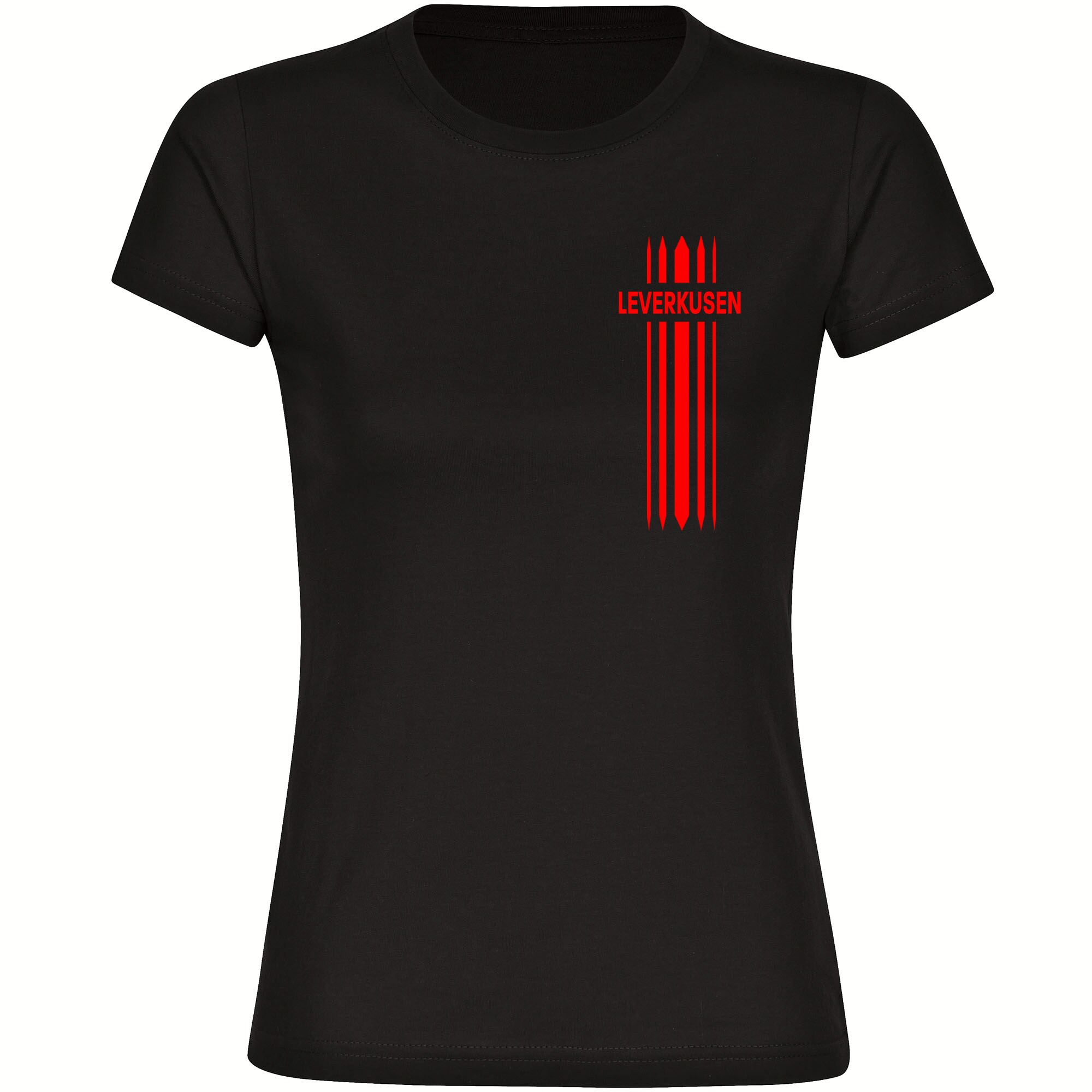 multifanshop Damen T-Shirt - Leverkusen - Streifen - Druck rot - Frauen 