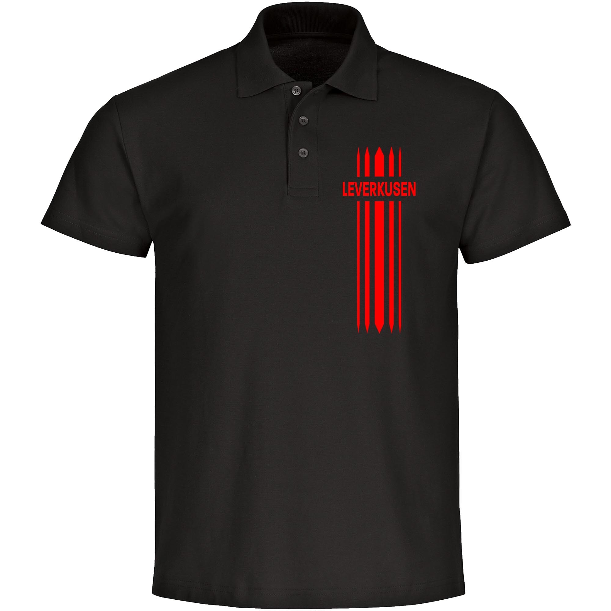multifanshop Poloshirt - Leverkusen - Streifen - Druck rot - Polo 