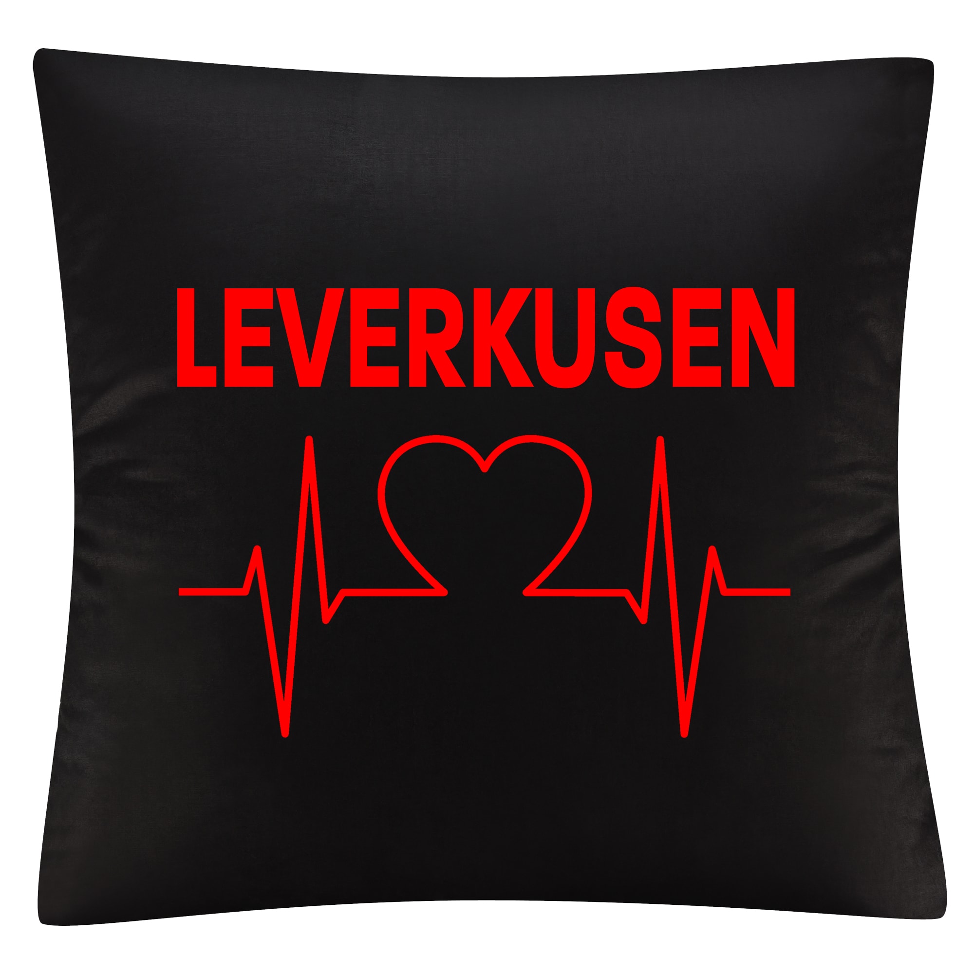 multifanshop Kissenbezug - Leverkusen - Herzschlag - Druck rot - Kissen 