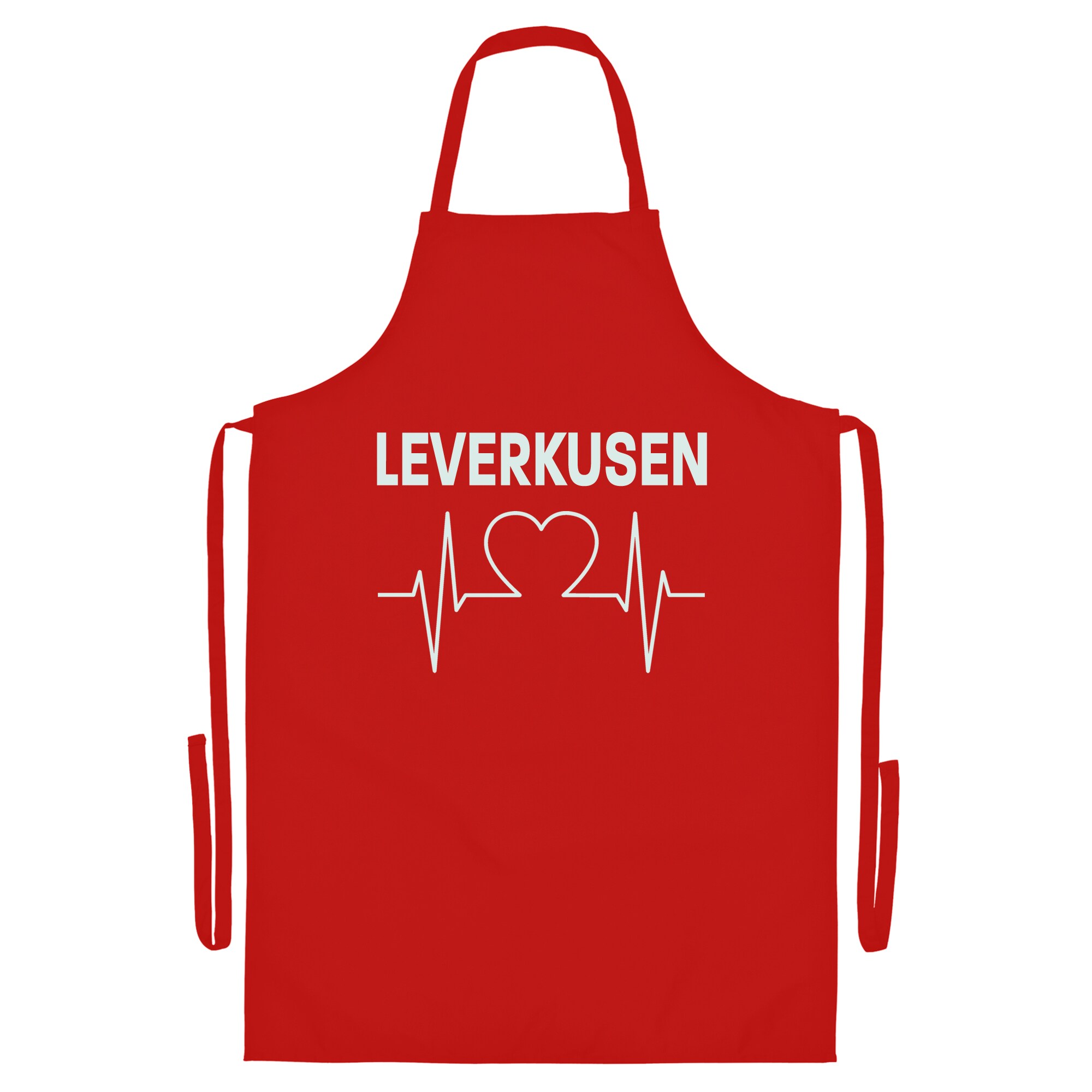multifanshop Grillsch&uuml;rze - Leverkusen - Herzschlag - Druck wei&szlig; - Sch&uuml;rze 