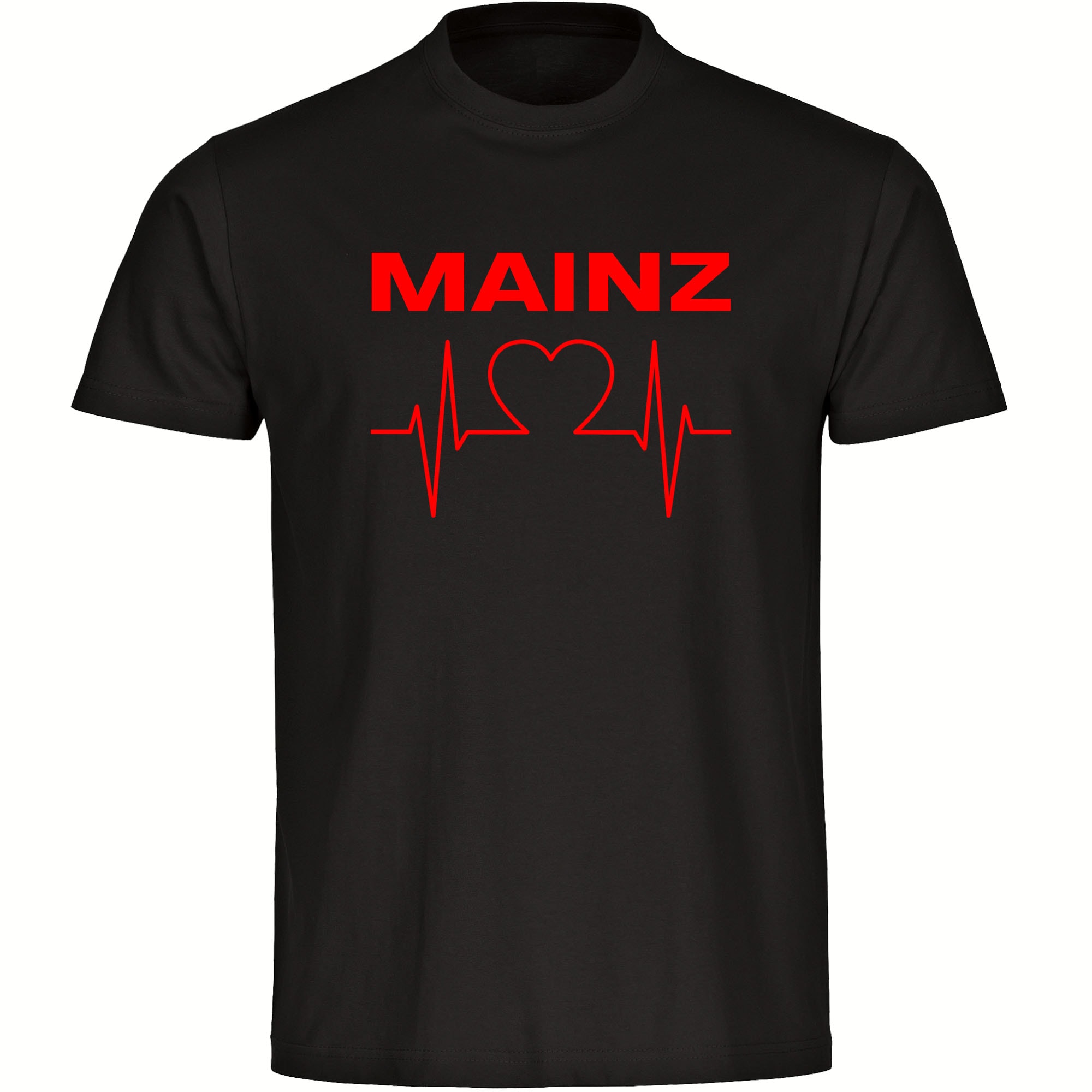 multifanshop Herren T-Shirt - Mainz - Herzschlag - Druck rot - M&auml;nner 