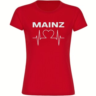 multifanshop Damen T-Shirt - Mainz - Herzschlag - Druck weiß - Frauen 