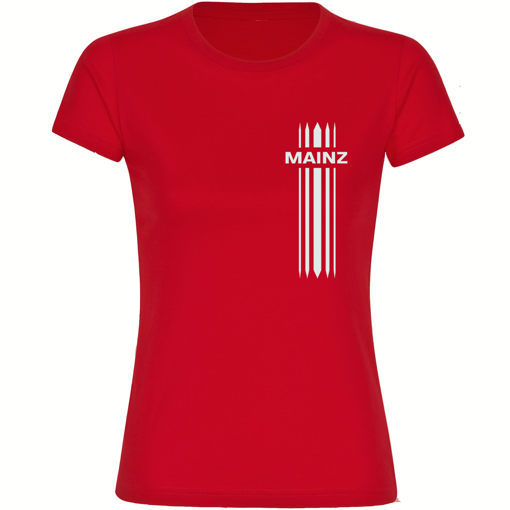 multifanshop Damen T-Shirt - Mainz - Streifen - Druck wei&szlig; - Frauen 