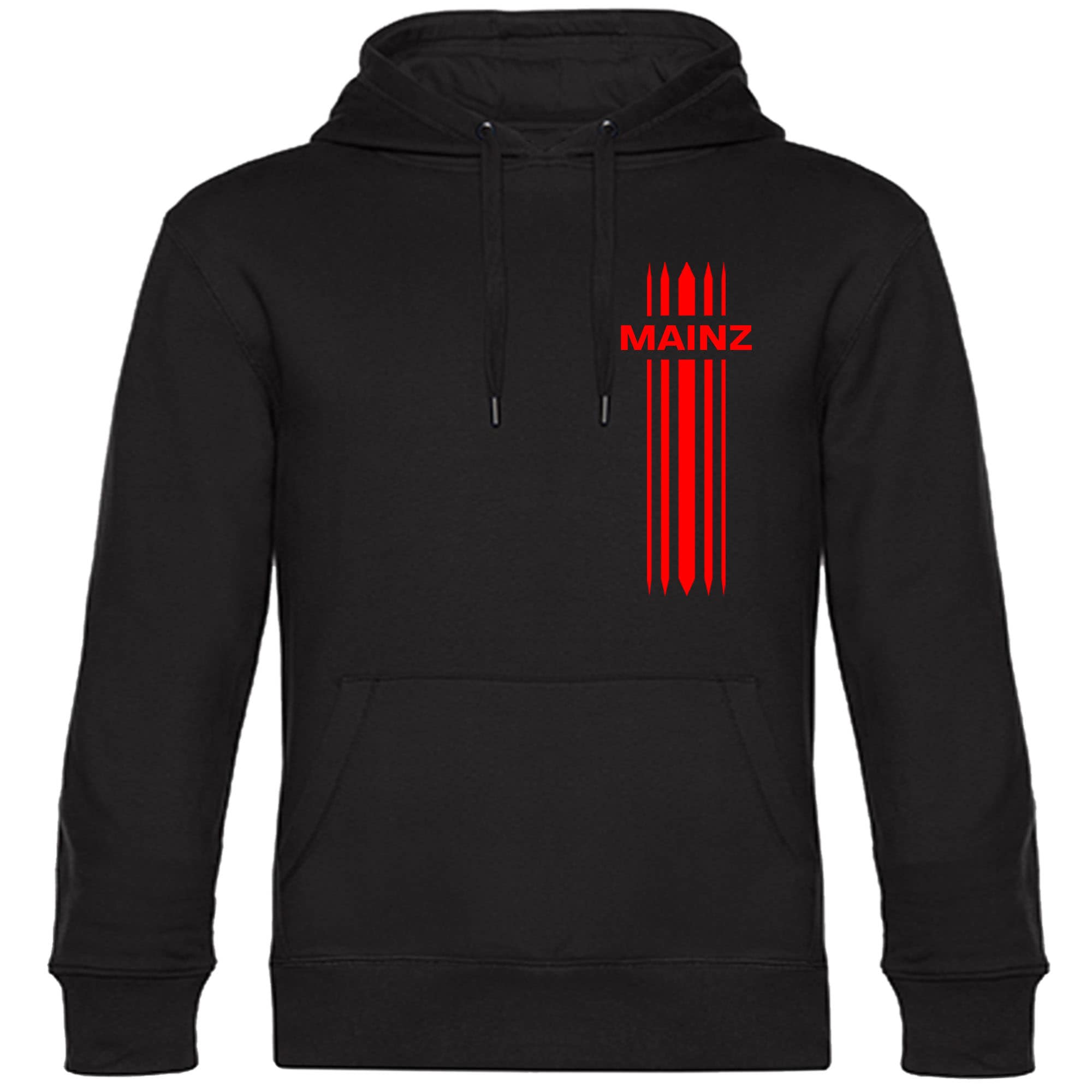 multifanshop Kapuzen Sweatshirt - Mainz - Streifen - Druck rot - Hoodie 