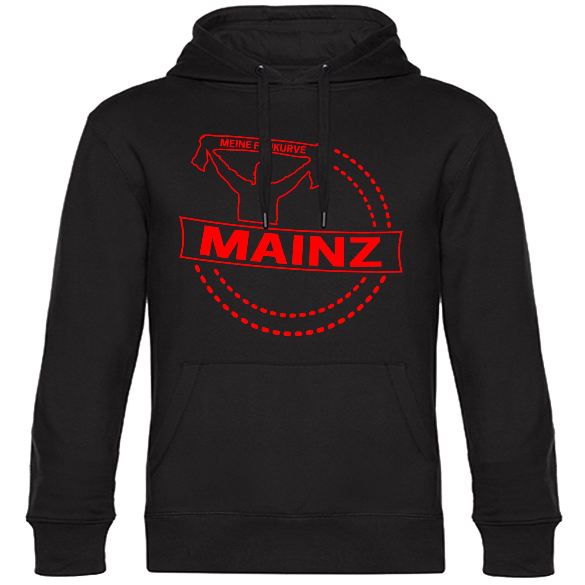multifanshop Kapuzen Sweatshirt - Mainz - Meine Fankurve - Druck rot - Hoodie 