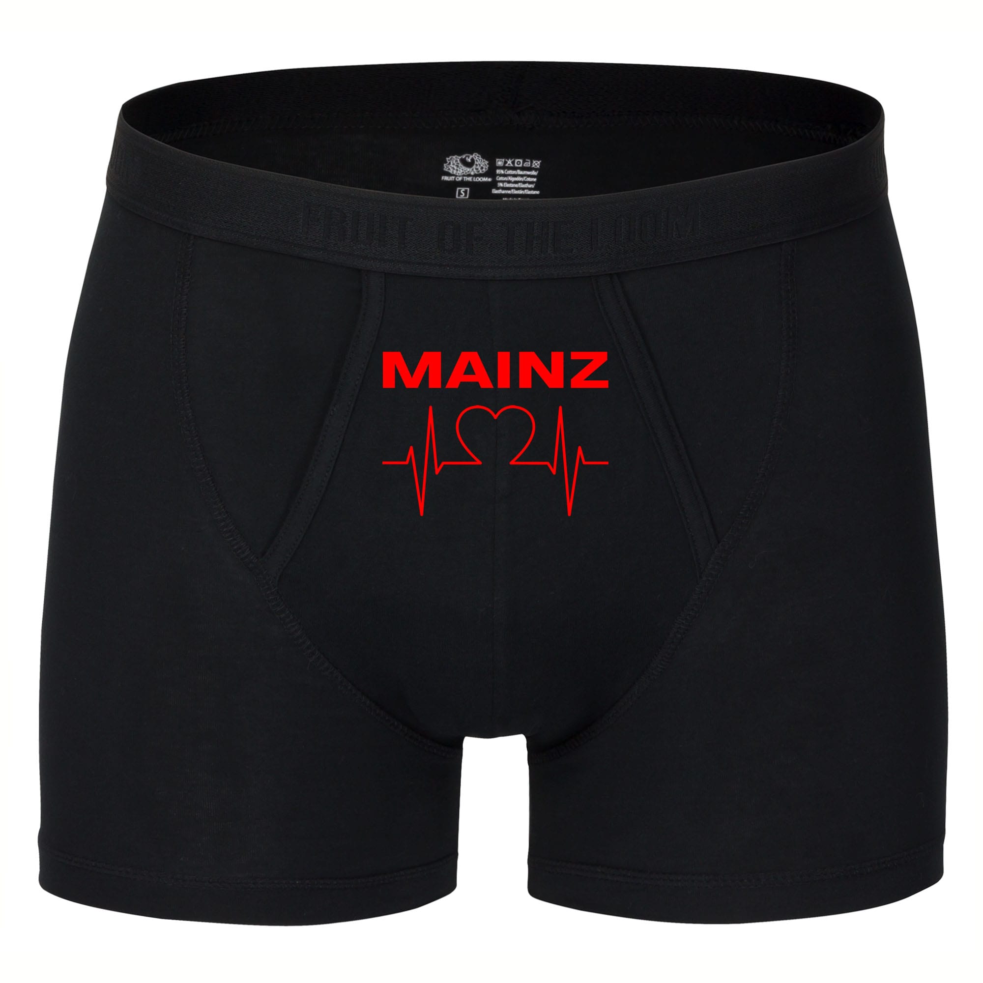 multifanshop Herren Boxer Short - Mainz - Herzschlag - Druck rot - Unterw&auml;sche 