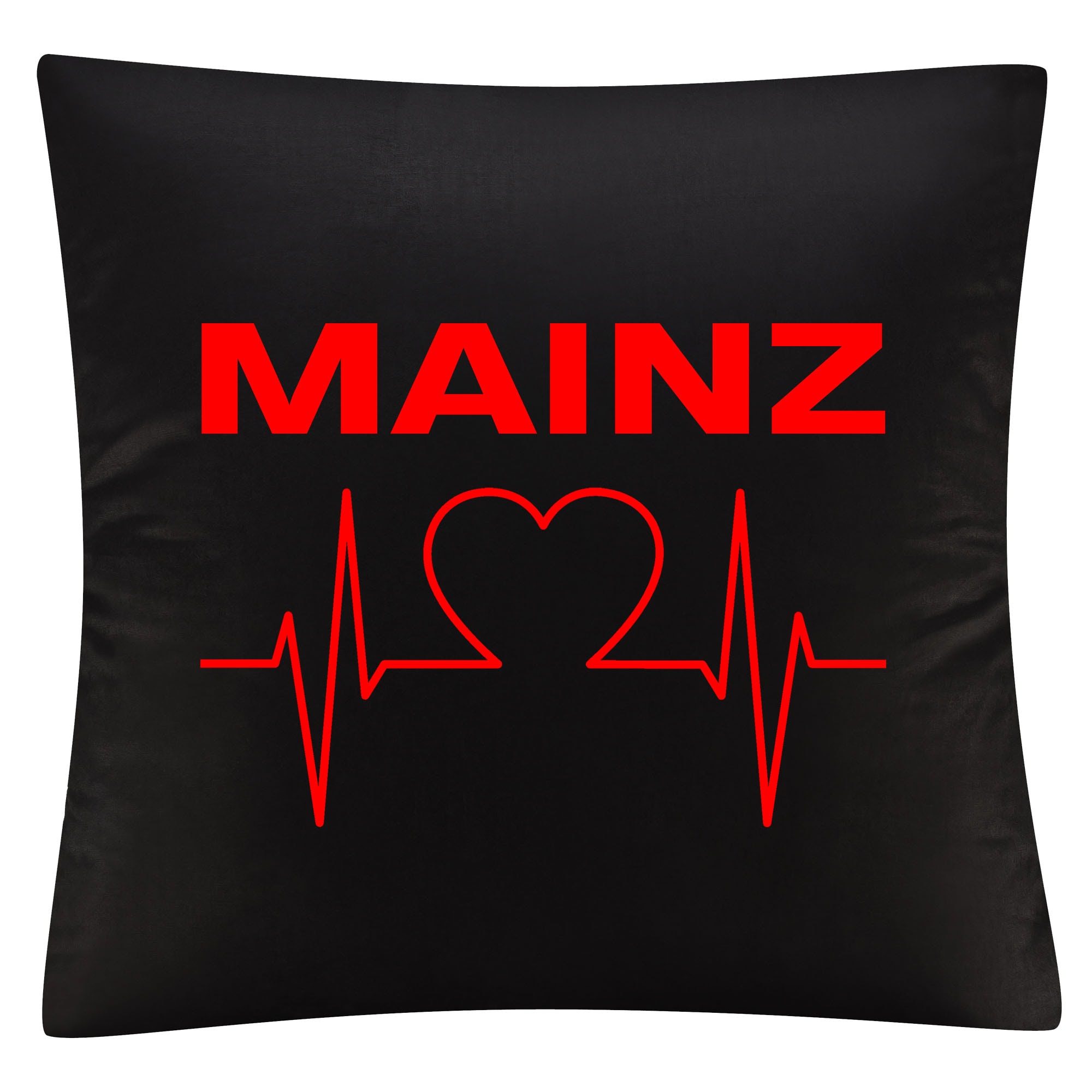 multifanshop Kissenbezug - Mainz - Herzschlag - Druck rot - Kissen 