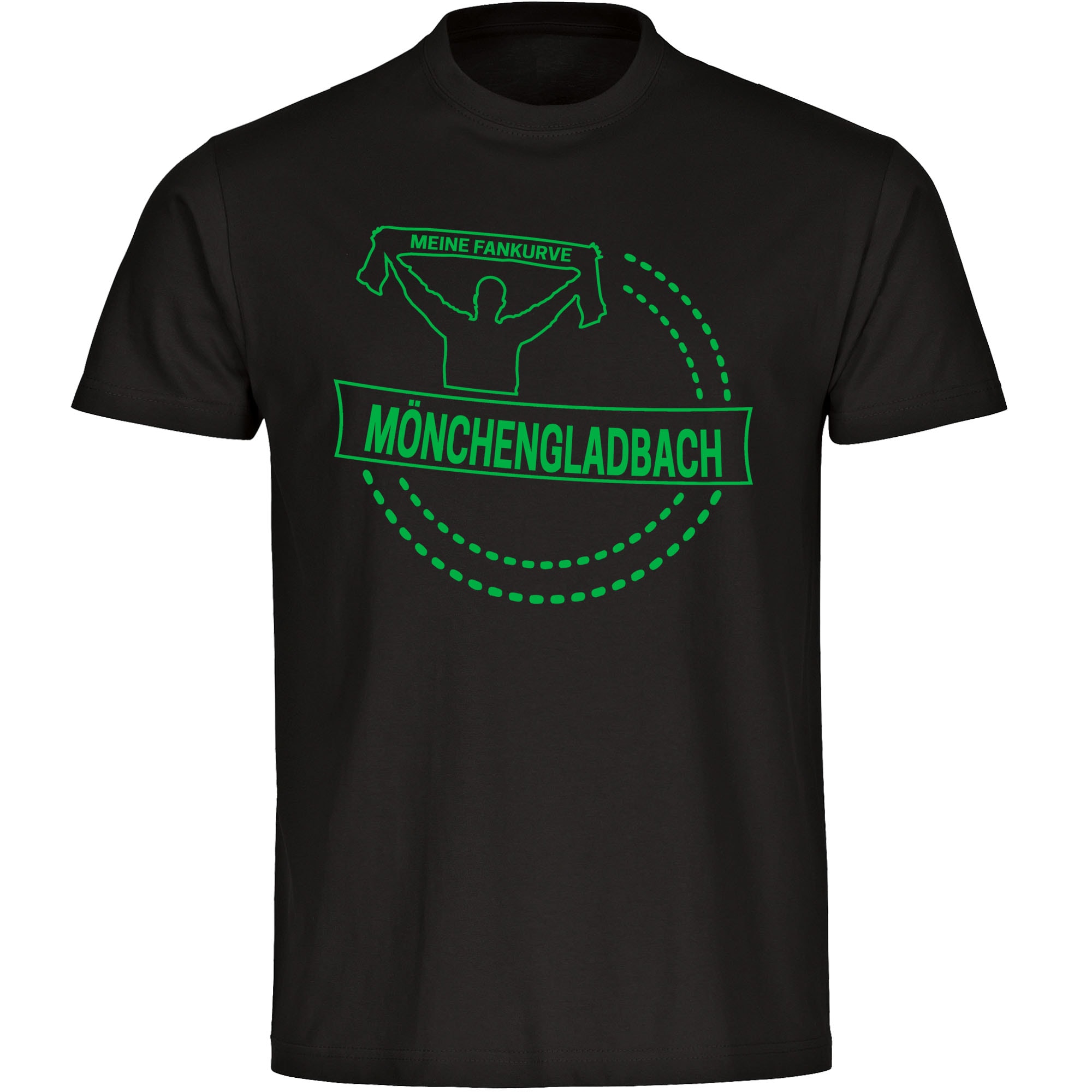 multifanshop Herren T-Shirt - M&ouml;nchengladbach - Meine Fankurve - Druck gr&uuml;n - M&auml;nner 