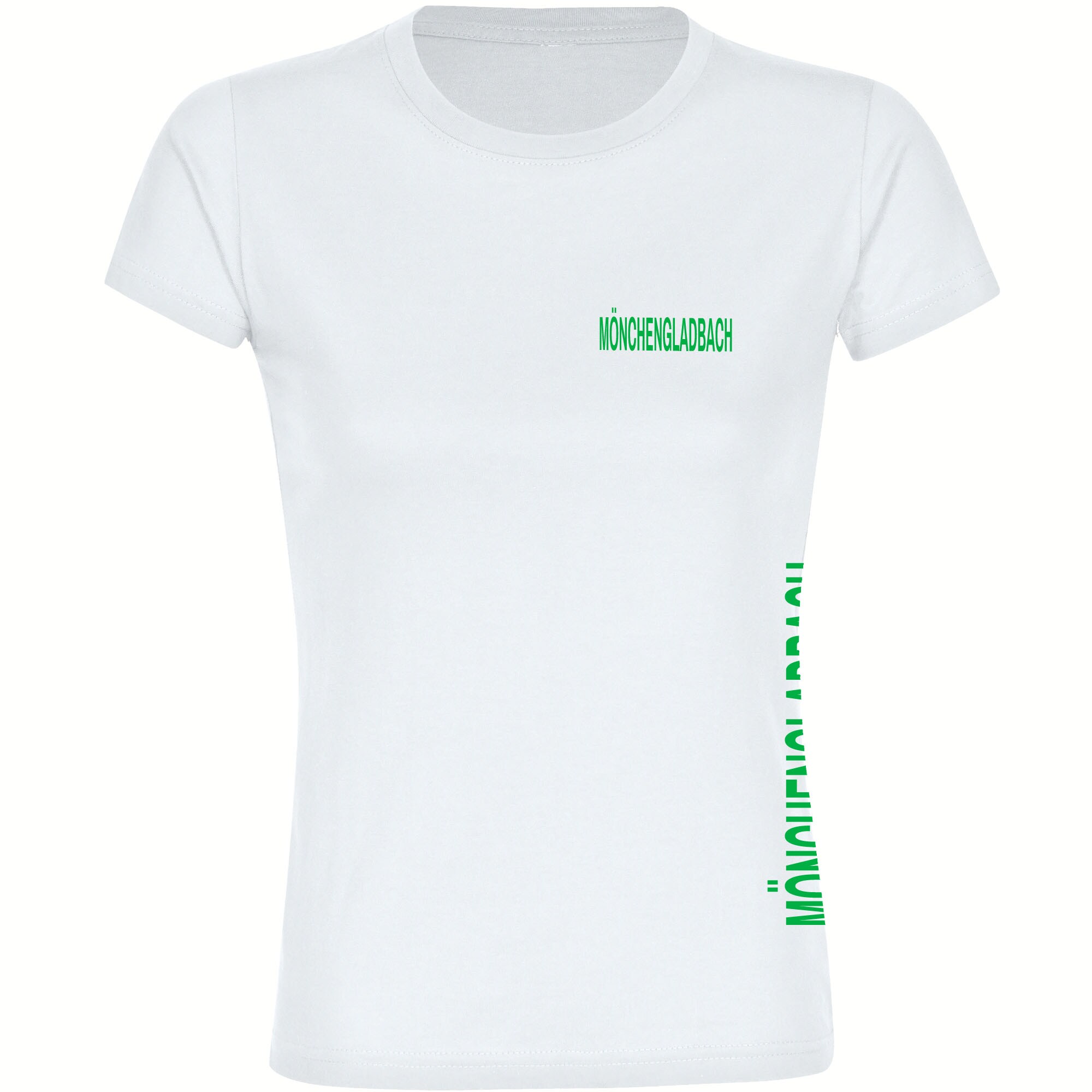 multifanshop Damen T-Shirt - M&ouml;nchengladbach - Brust & Seite - Druck gr&uuml;n - Frauen 