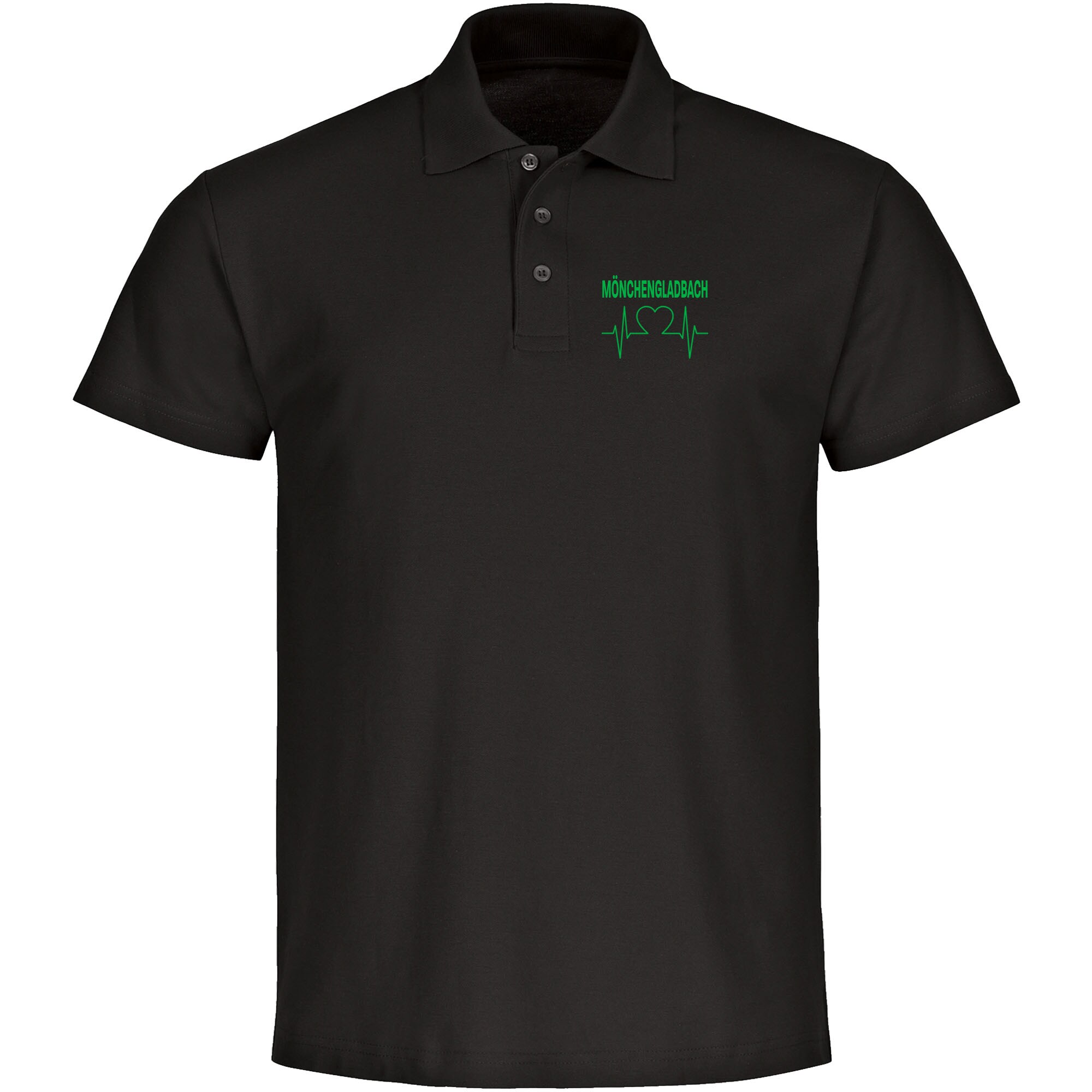 multifanshop Poloshirt - M&ouml;nchengladbach - Herzschlag - Druck gr&uuml;n - Polo 