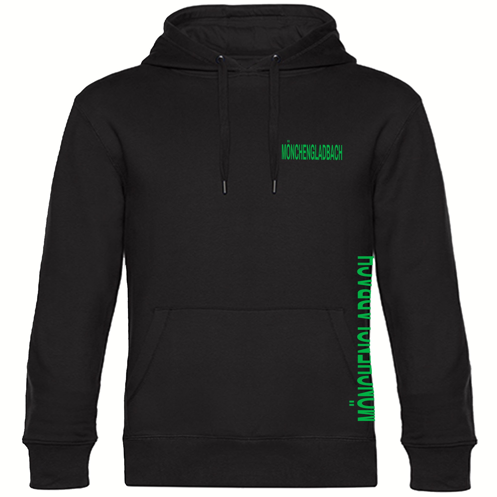 multifanshop Kapuzen Sweatshirt - M&ouml;nchengladbach - Brust & Seite - Druck gr&uuml;n - Hoodie 