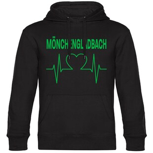 multifanshop Kapuzen Sweatshirt - Mönchengladbach - Herzschlag - Druck grün - Hoodie 