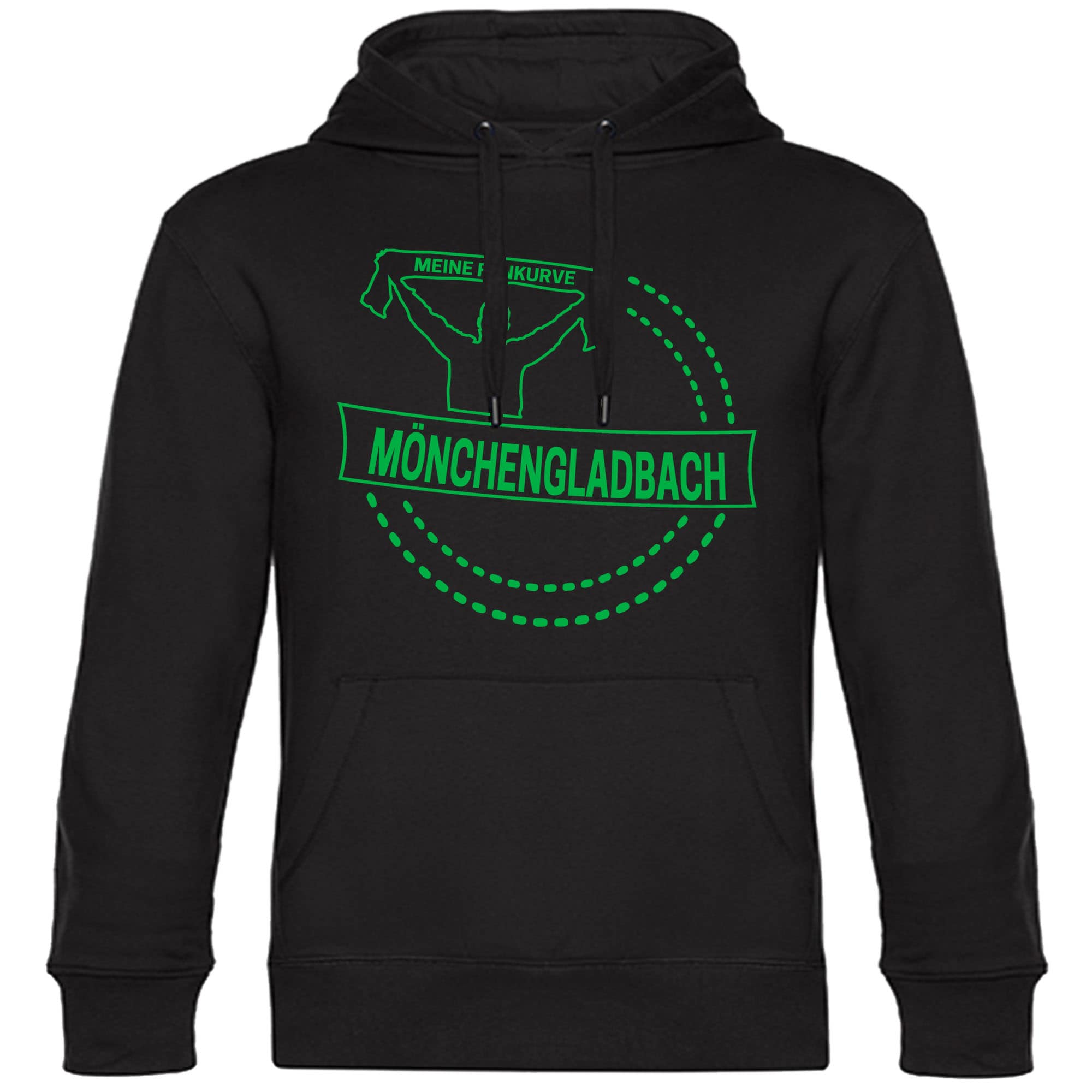 multifanshop Kapuzen Sweatshirt - M&ouml;nchengladbach - Meine Fankurve - Druck gr&uuml;n - Hoodie 