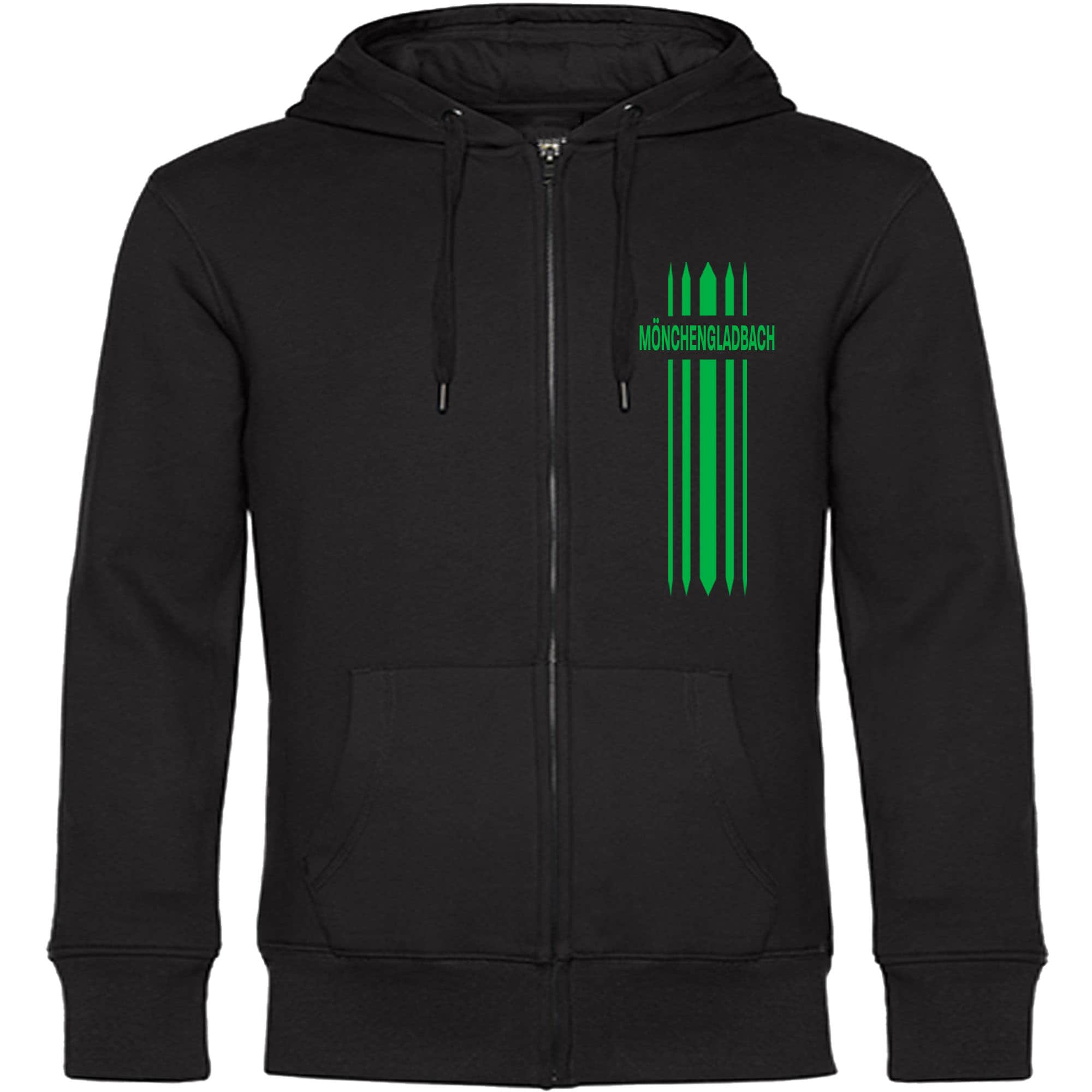 multifanshop Kapuzen Sweatshirt Jacke - M&ouml;nchengladbach - Streifen - Druck gr&uuml;n - Jacke 